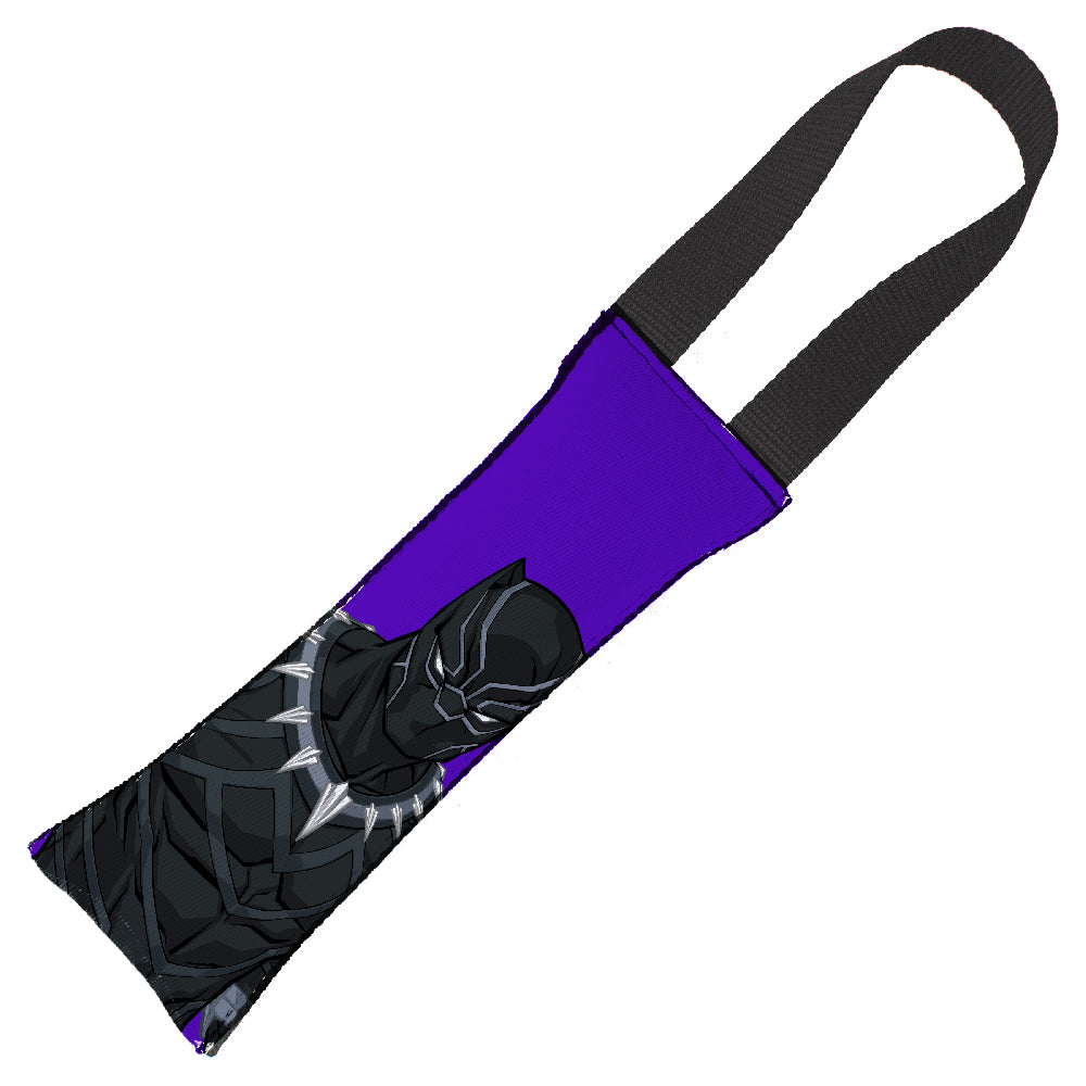 MARVEL AVENGERS 

Dog Toy Squeaky Tug Toy - Black Panther Standing Pose + Black Panther Icon Purple/Black + BLACK Handle Webbing Dog Toy Squeaky Tug Toy Marvel Comics   