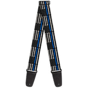 Guitar Strap - Thin Blue Line Flag Weathered Black/Gray/Blue Guitar Straps Buckle-Down