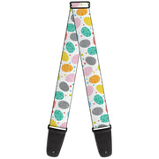 Guitar Strap - Easter Eggs Decorated Eggs Scattered White/Multi Color Guitar Straps Buckle-Down