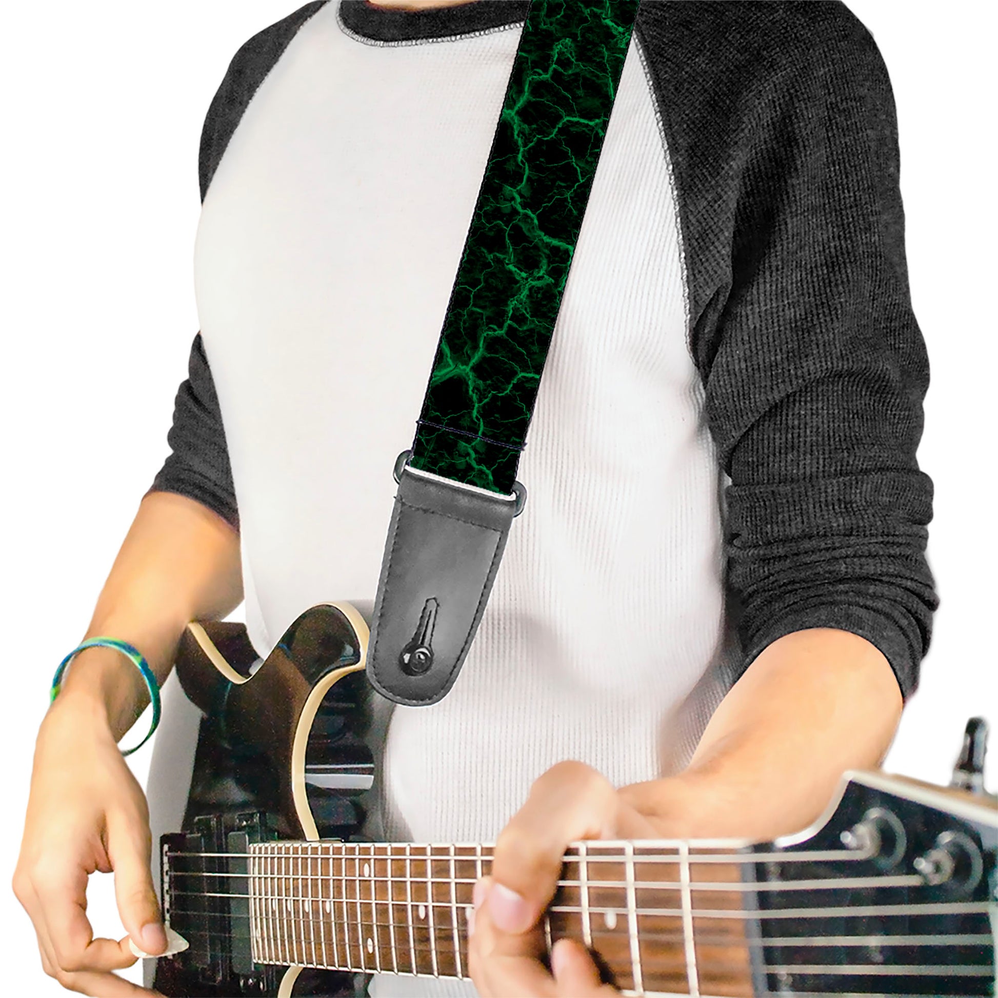 Guitar Strap - Marble Black/Green Guitar Straps Buckle-Down   