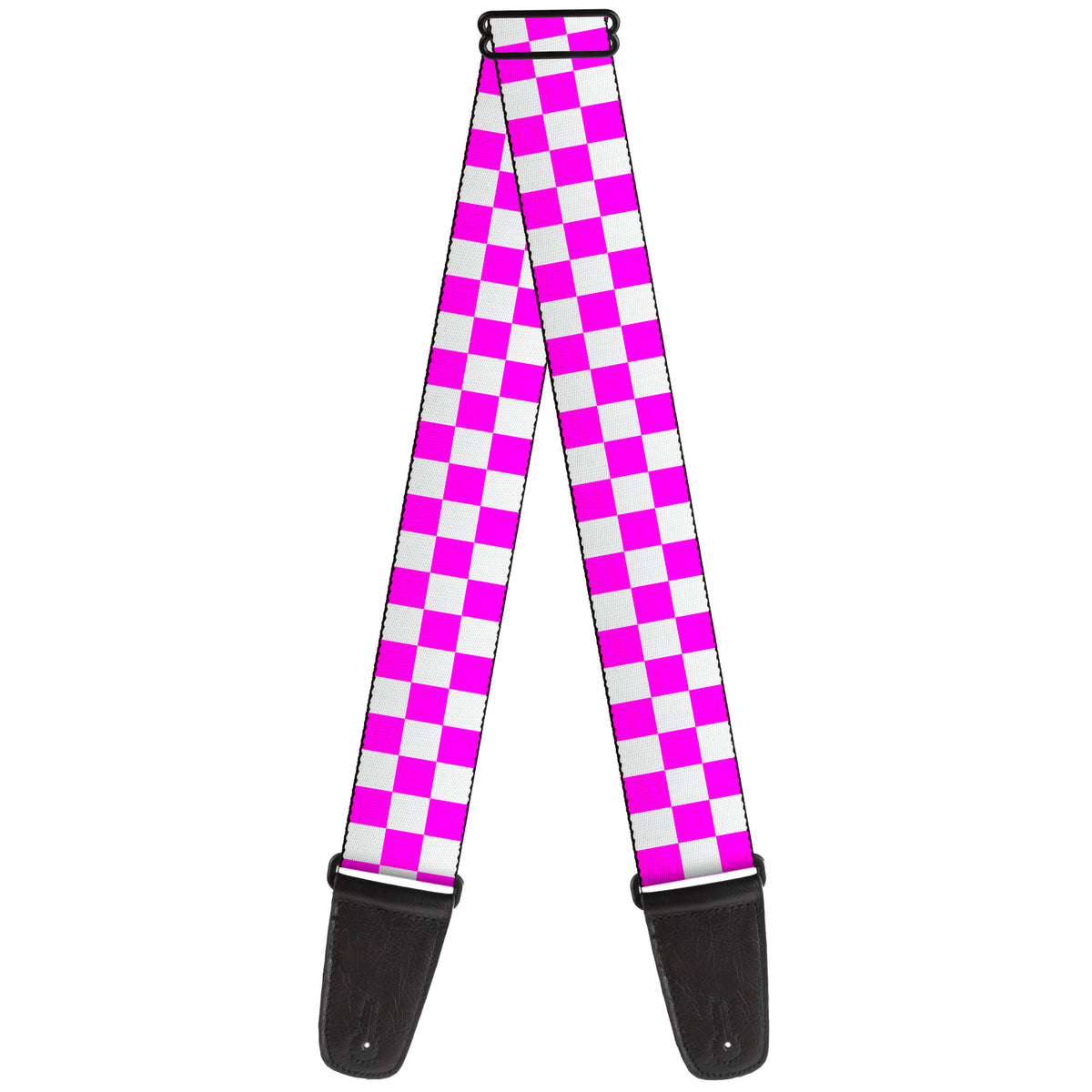 Guitar Strap - Checker Fuchsia Pink/White Guitar Straps Buckle-Down