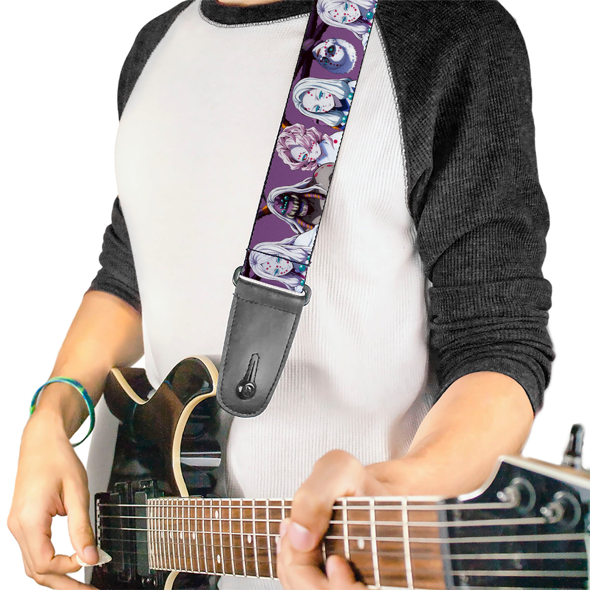 Guitar Strap - Demon Slayer The Spider Family Poses Purple Guitar Straps Demon Slayer