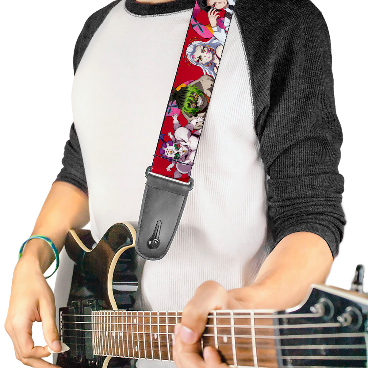 Guitar Strap - Demon Slayer Eight Demons Poses Red Guitar Straps Demon Slayer