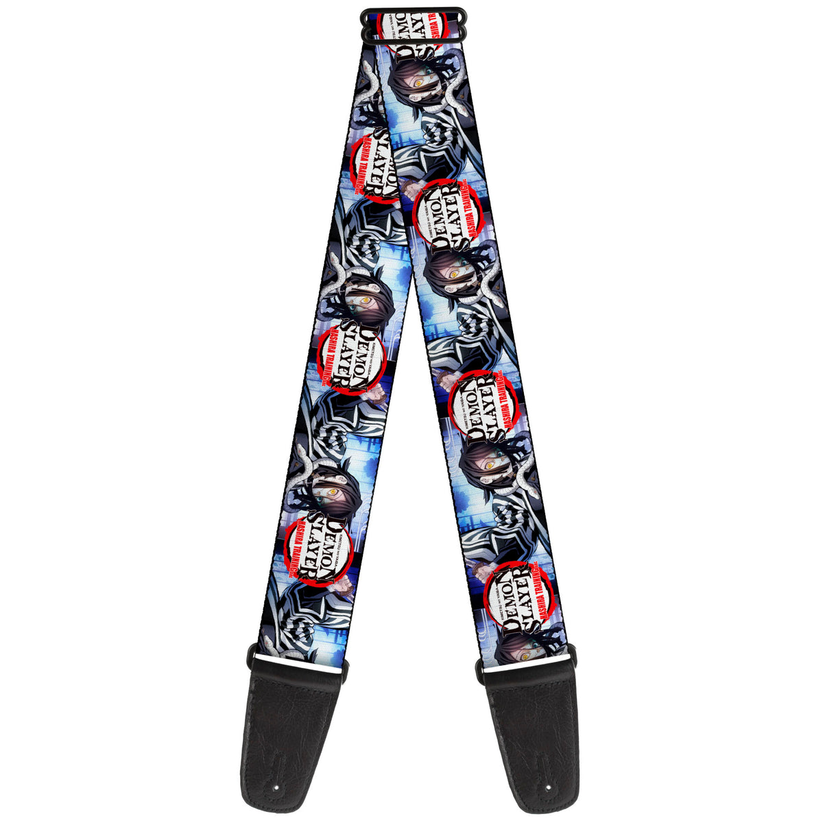 Guitar Strap - DEMON SLAYER Obanai Iguro Pose and Title Logo Guitar Straps Demon Slayer