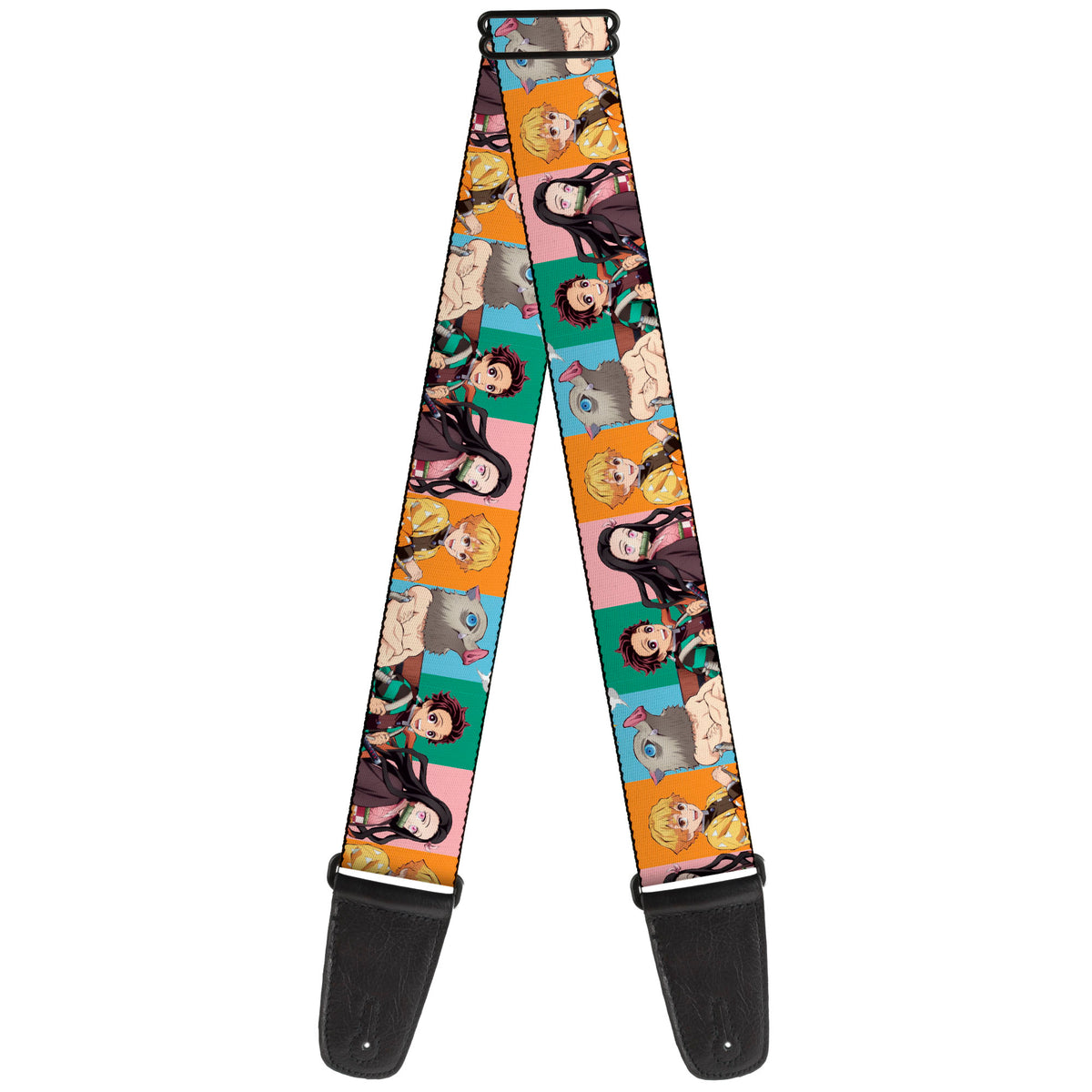 Guitar Strap - Demon Slayer Four Character Group Pose Blocks Multi Color Guitar Straps Demon Slayer