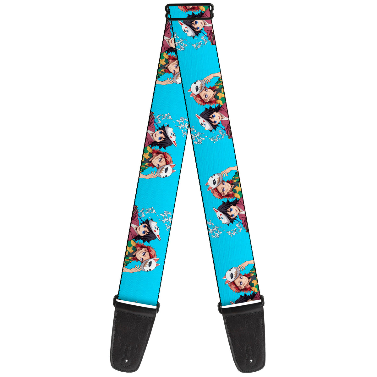 Guitar Strap - Demon Slayer Giyu and Sabito Warding Mask Pose Blue Guitar Straps Demon Slayer