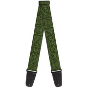 Guitar Strap - Avatar Last Airbender Earth Element Symbol Black/Olive Green Guitar Straps Avatar The Last Airbender