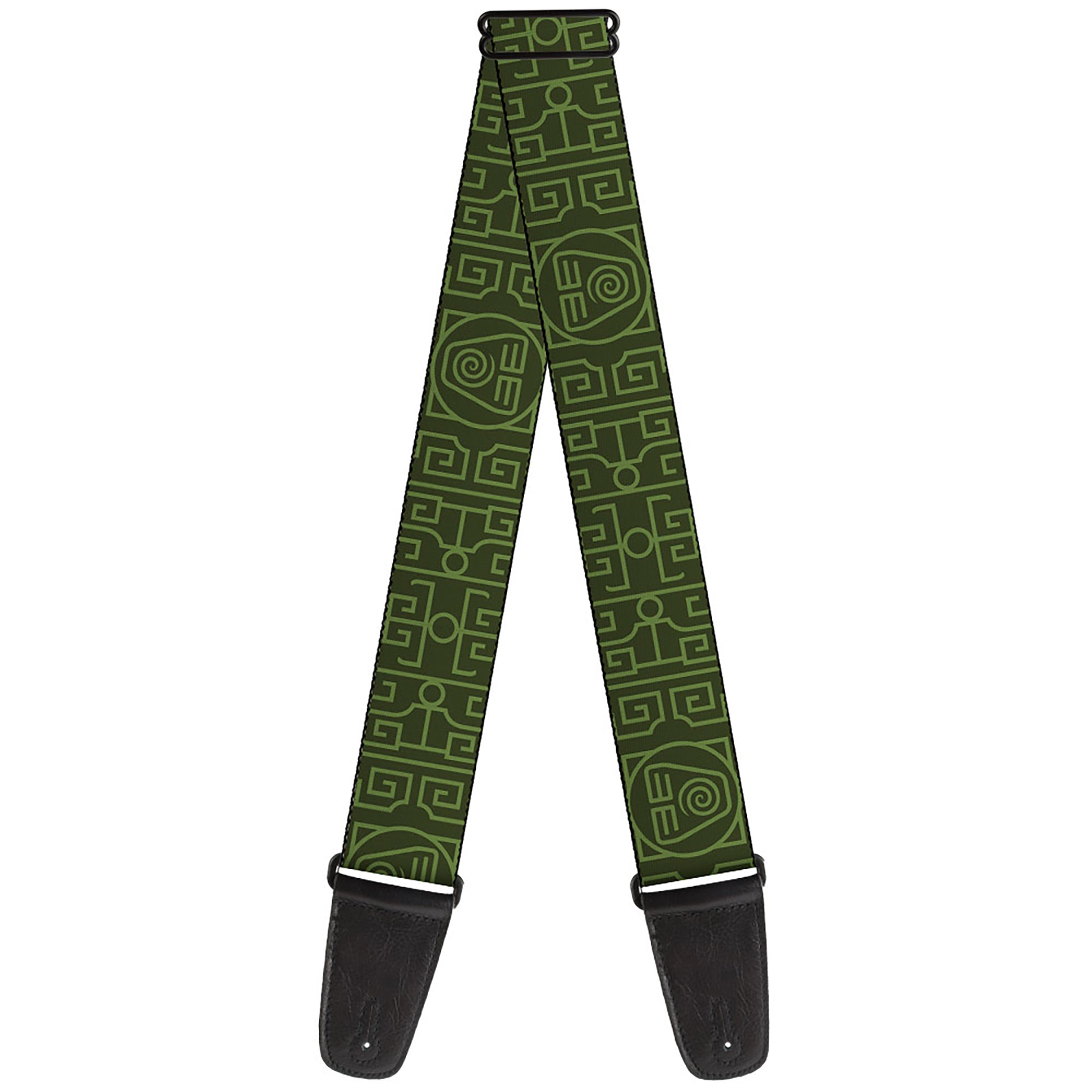 Guitar Strap - Avatar Last Airbender Earth Element Symbol Black/Olive Green Guitar Straps Avatar The Last Airbender
