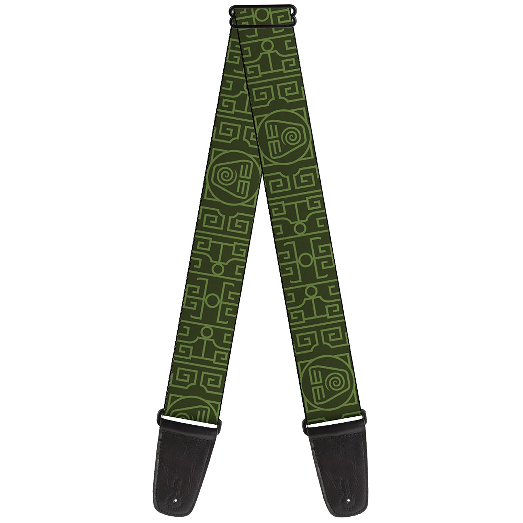 Guitar Strap - Avatar Last Airbender Earth Element Symbol Black/Olive Green Guitar Straps Avatar The Last Airbender