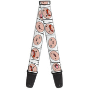 Guitar Strap - Adventure Time Finn Expression Blocks White Guitar Straps Adventure Time
