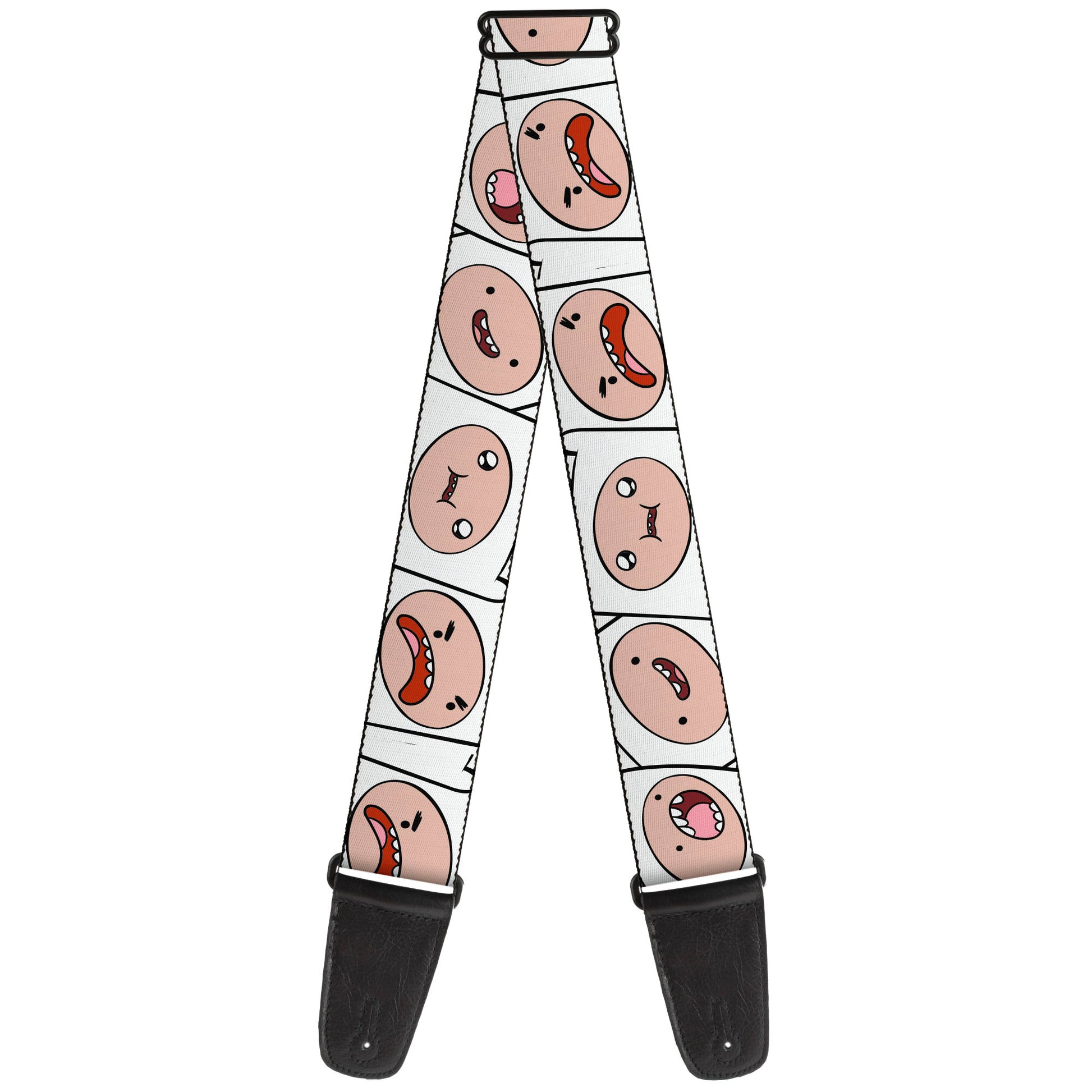 Guitar Strap - Adventure Time Finn Expression Blocks White Guitar Straps Adventure Time