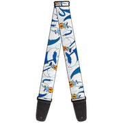 Guitar Strap - Adventure Time Ice King Poses and Bolts White/Blue Guitar Straps Adventure Time