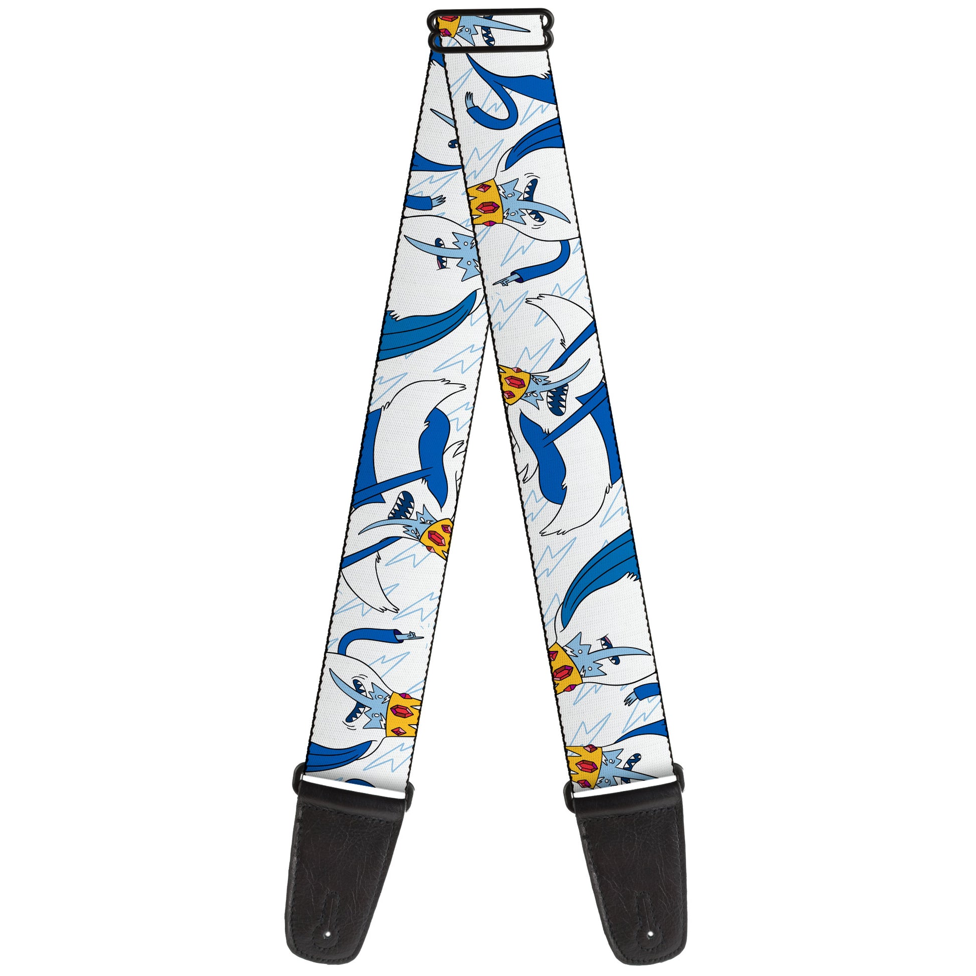 Guitar Strap - Adventure Time Ice King Poses and Bolts White/Blue Guitar Straps Adventure Time