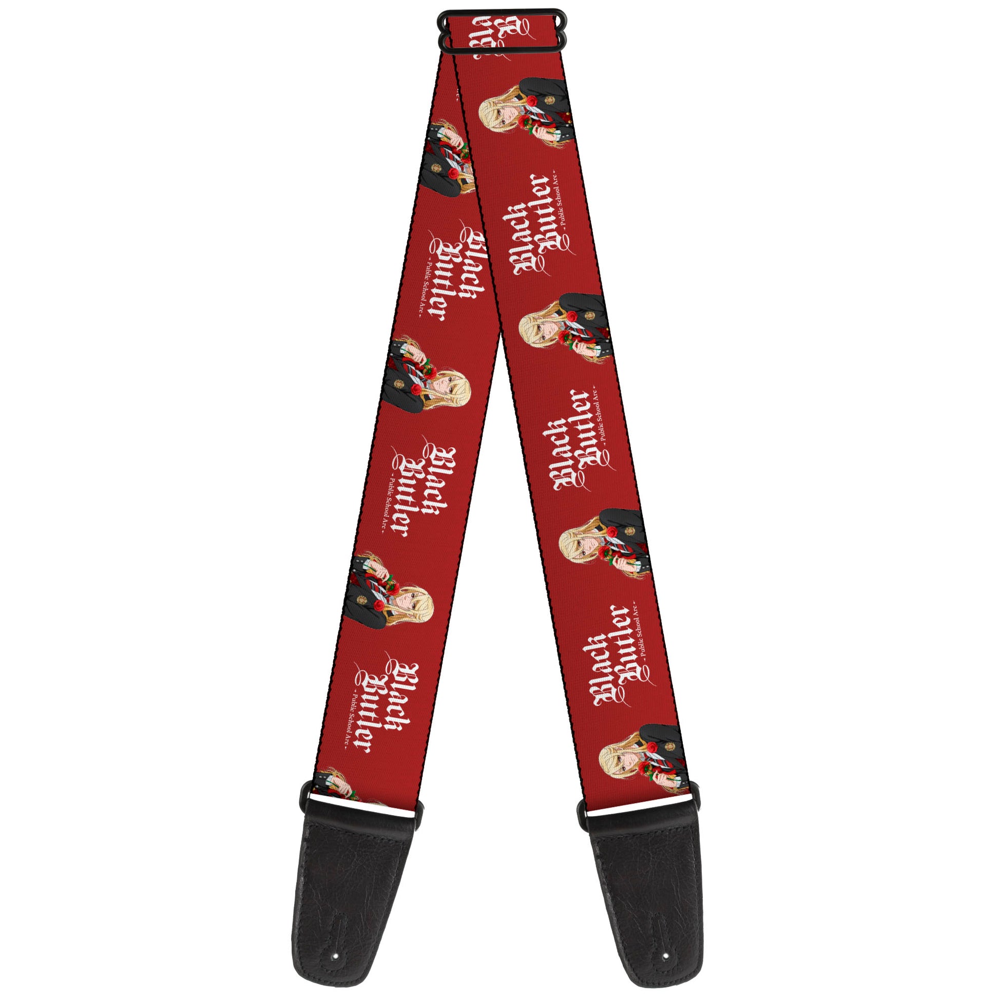 Guitar Strap - BLACK BUTLER Edgar Redmond Pose and Title Logo Red Guitar Straps Black Butler