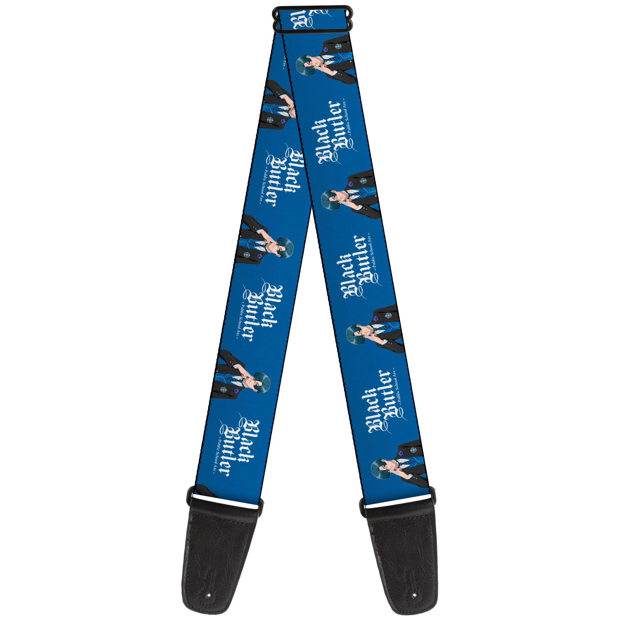 Guitar Strap - BLACK BUTLER Lawrence Bluewer Pose and Title Logo Blue Guitar Straps Black Butler