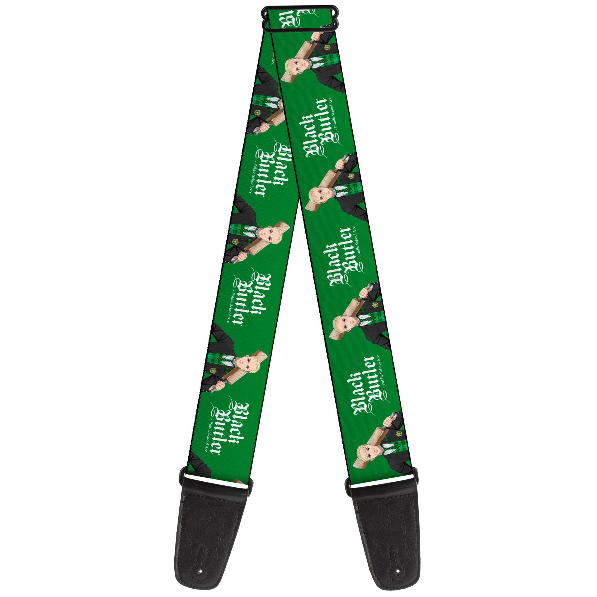 Guitar Strap - BLACK BUTLER Herman Greenhill Pose and Title Logo Green Guitar Straps Black Butler