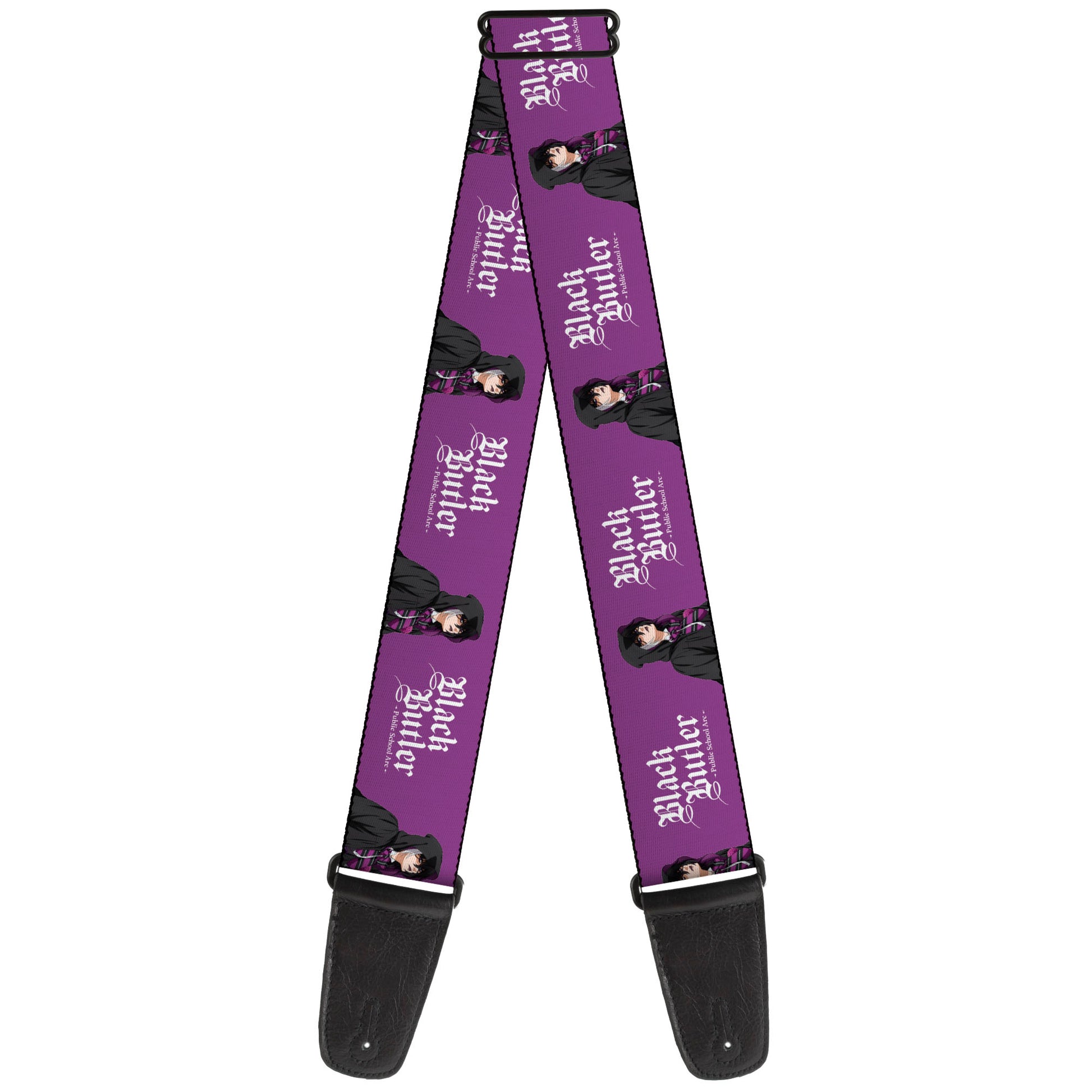 Guitar Strap - BLACK BUTLER Violet Gregory Pose and Title Logo Purple Guitar Straps Black Butler