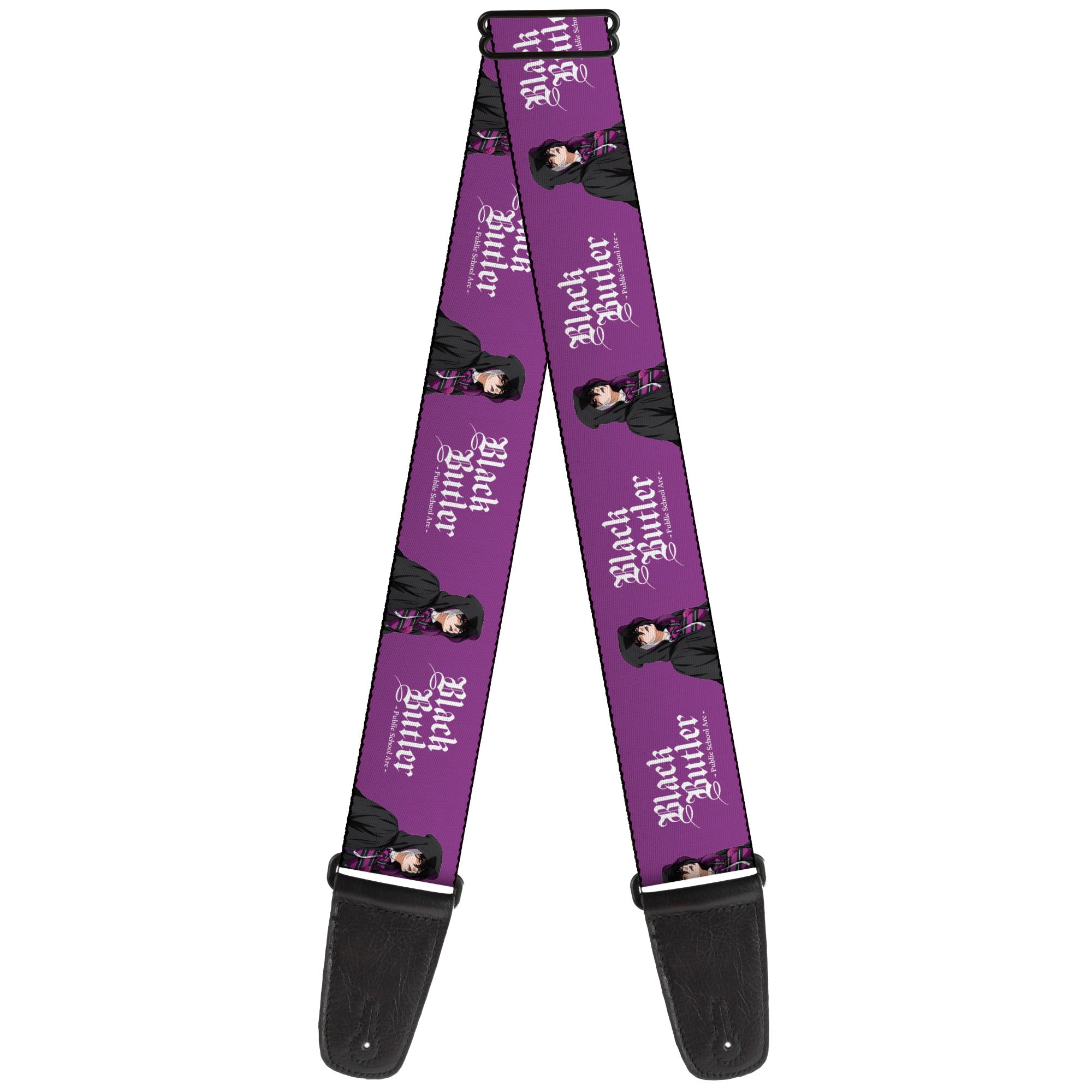 Guitar Strap - BLACK BUTLER Violet Gregory Pose and Title Logo Purple Guitar Straps Black Butler