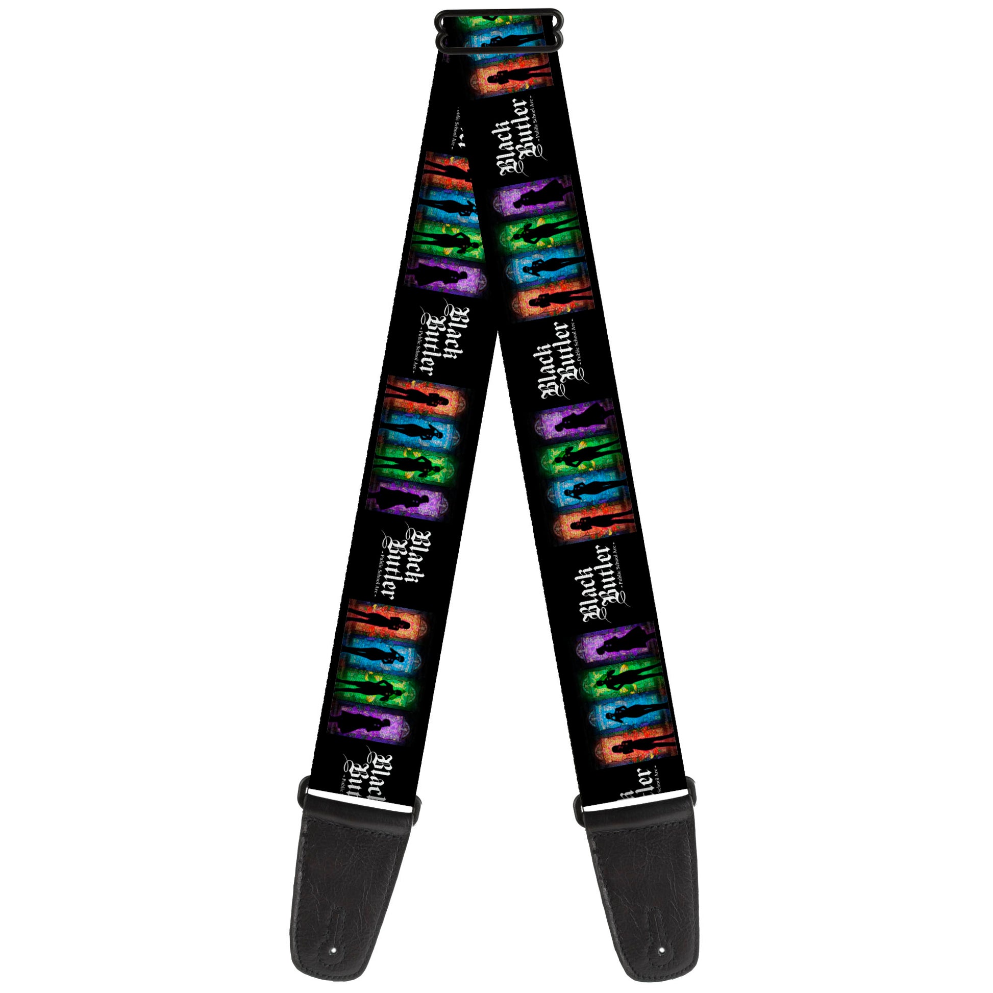 Guitar Strap - BLACK BUTLER House Heads Silhouettes and Title Logo Black/Multi Color Guitar Straps Black Butler