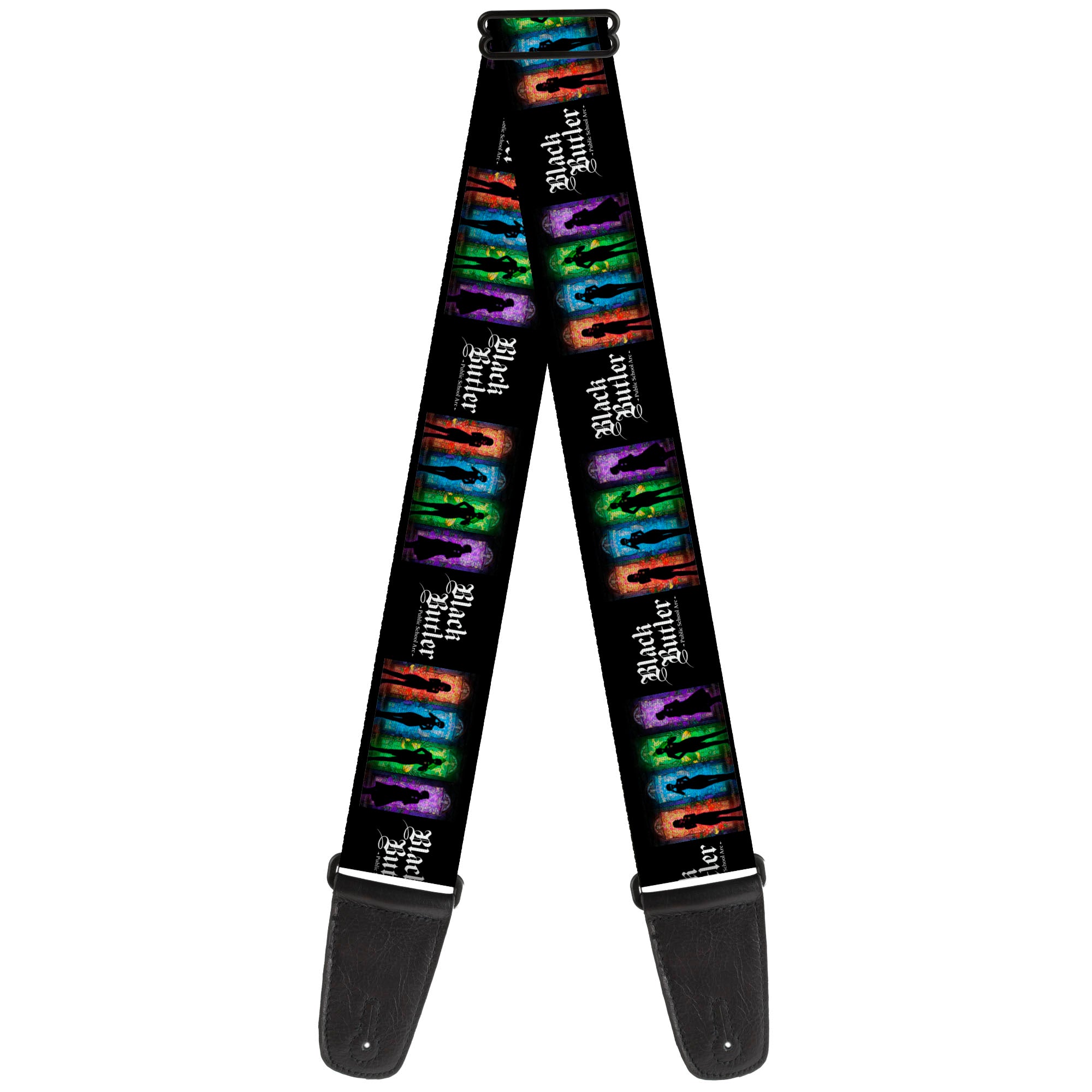 Guitar Strap - BLACK BUTLER House Heads Silhouettes and Title Logo Black/Multi Color Guitar Straps Black Butler