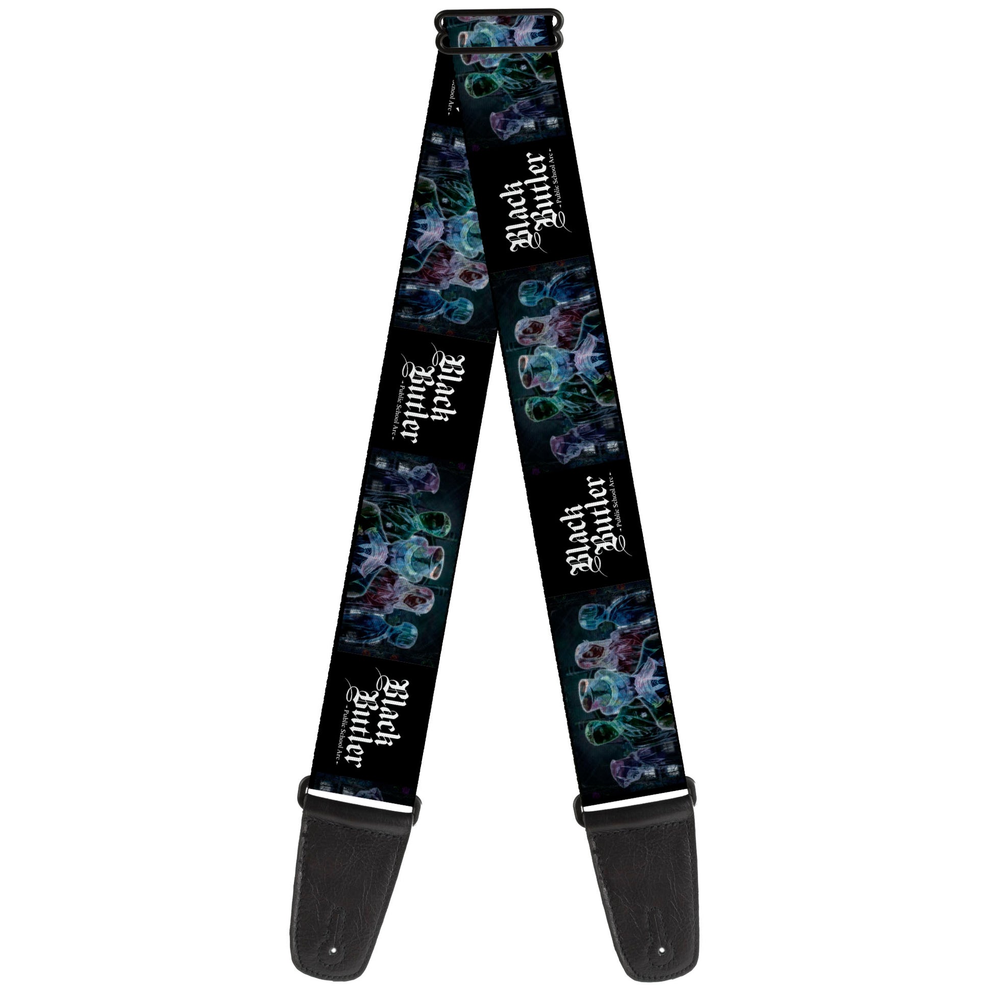 Guitar Strap - BLACK BUTLER Five Character Group Pose and Title Logo Black Guitar Straps Black Butler