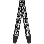 Guitar Strap - Batman Gotham City Graffiti Collage Black/White Guitar Straps DC Comics   