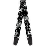 Guitar Strap - Batman THE DARK KNIGHT and Joker Smiling Sketch Close-Ups Black/White Guitar Straps DC Comics   