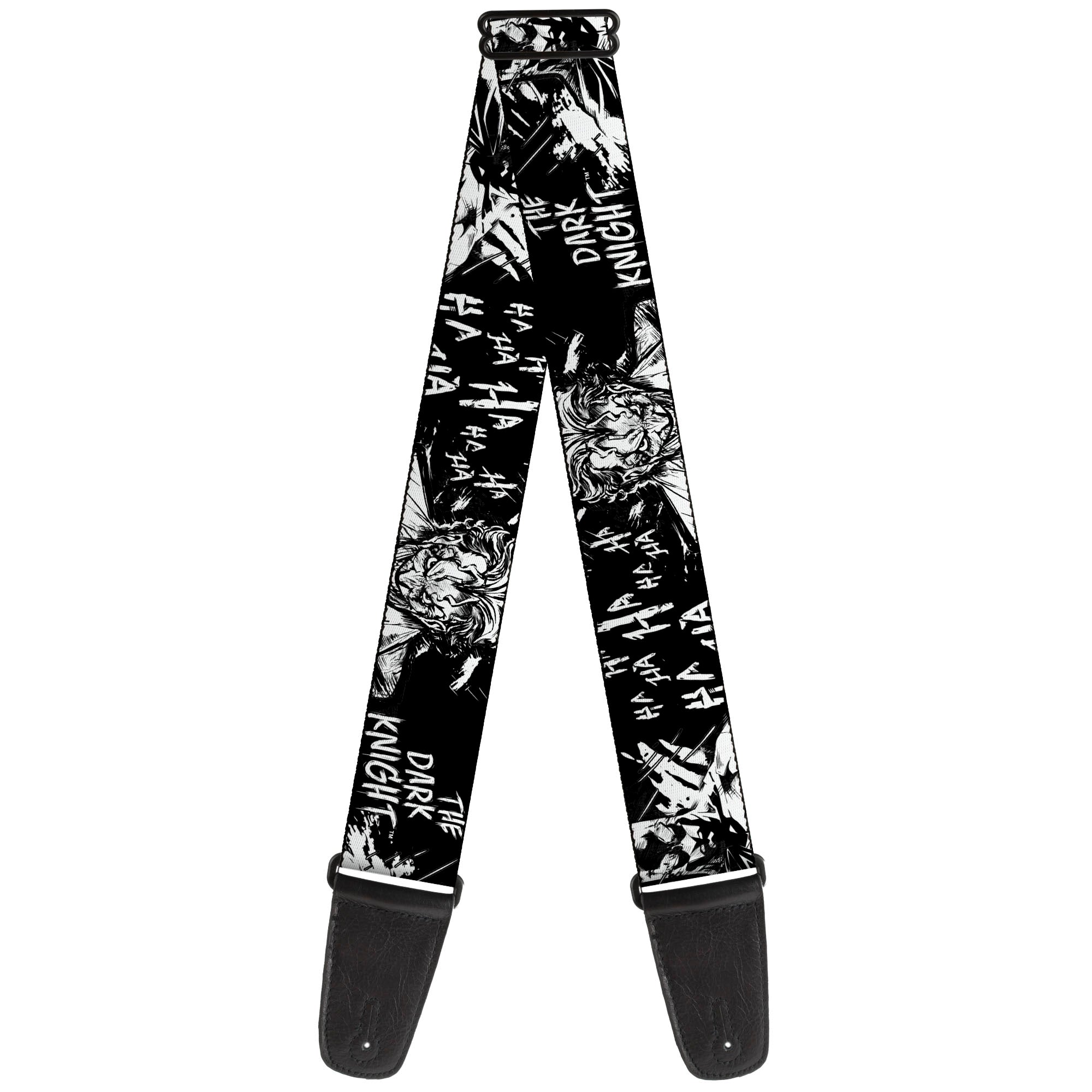 Guitar Strap - Batman THE DARK KNIGHT and Joker Smiling Sketch Close-Ups Black/White Guitar Straps DC Comics   
