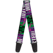 Guitar Strap - THE JOKER WANTED Smiling Pose and Graffiti Purples/Greens Guitar Straps DC Comics   