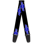 Guitar Strap - Chevy Bowtie Logo Repeat Black Blue Guitar Straps GM General Motors