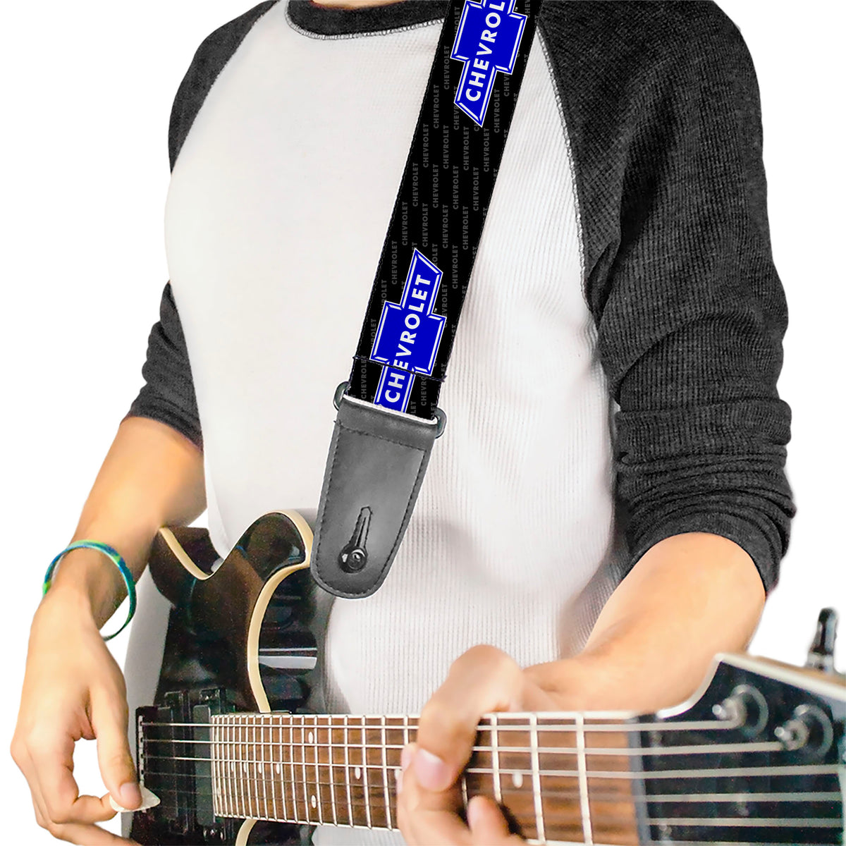 Guitar Strap - Chevy Bowtie REPEAT w Text Guitar Straps GM General Motors