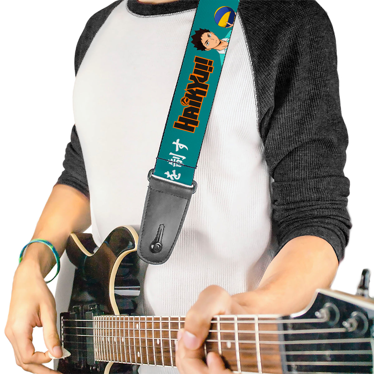 Guitar Strap - HAIKYU Iwaizumi and Oikawa Control the Court Pose and Title Logo Blue Guitar Straps Haikyu!!