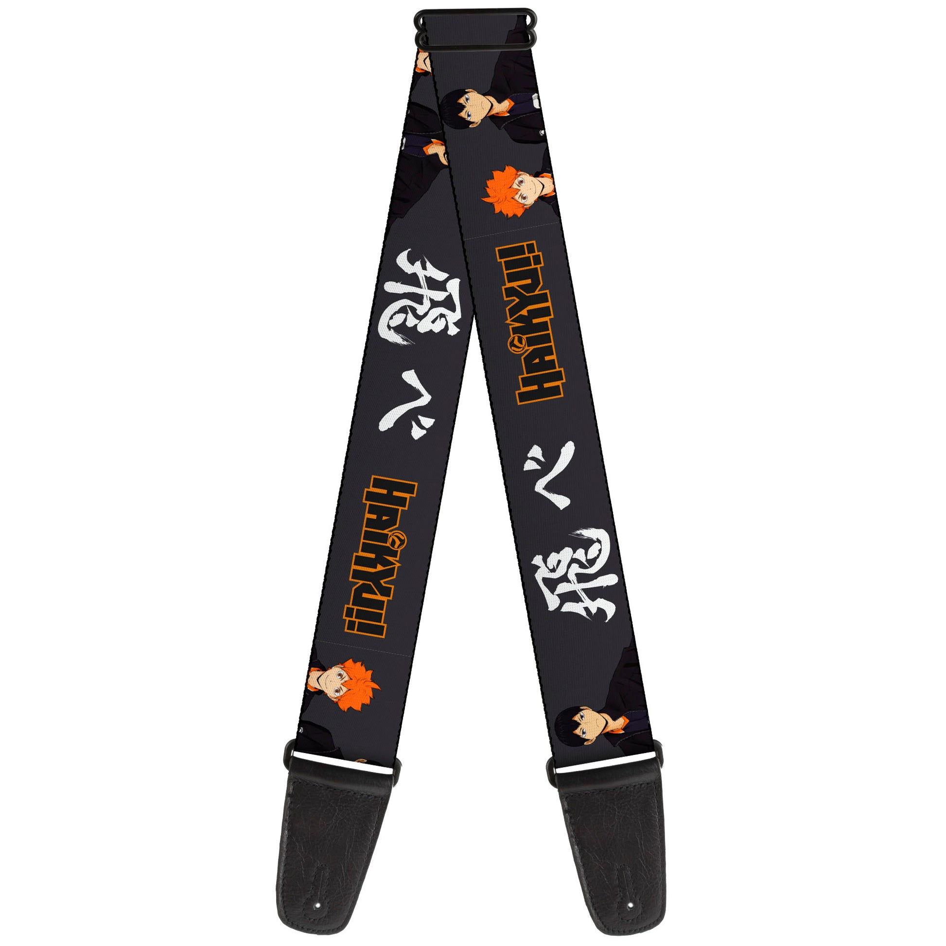 Guitar Strap - HAIKYU Hinata and Kageyama Pose and Title Logo Black/White Guitar Straps Haikyu!!