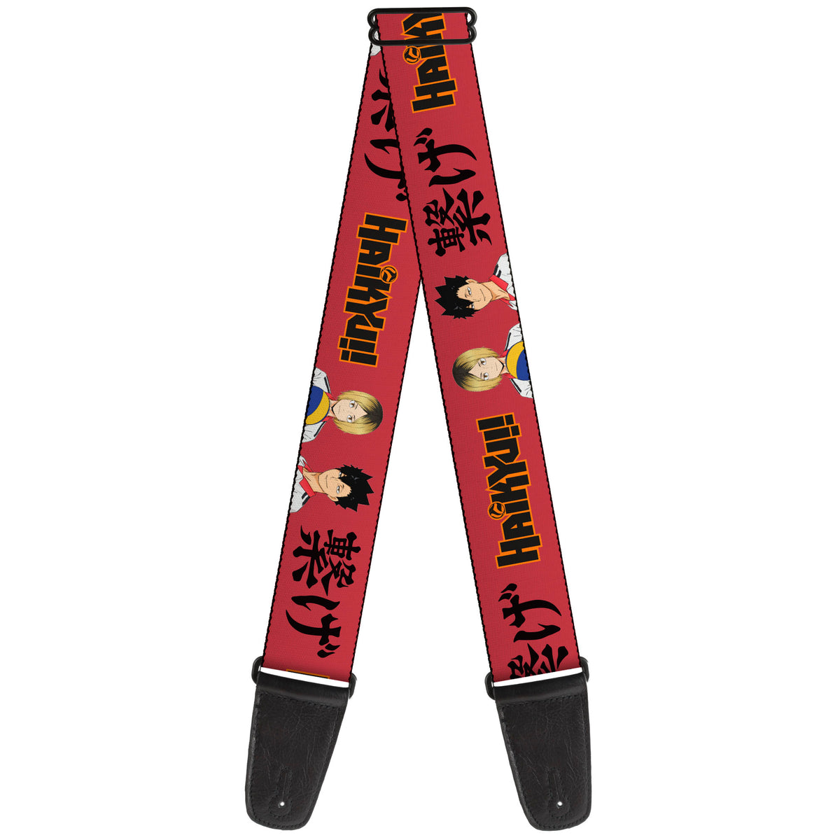 Guitar Strap - HAIKYU Kozume and Kuroo Pose and Title Logo Red/Black Guitar Straps Haikyu!!