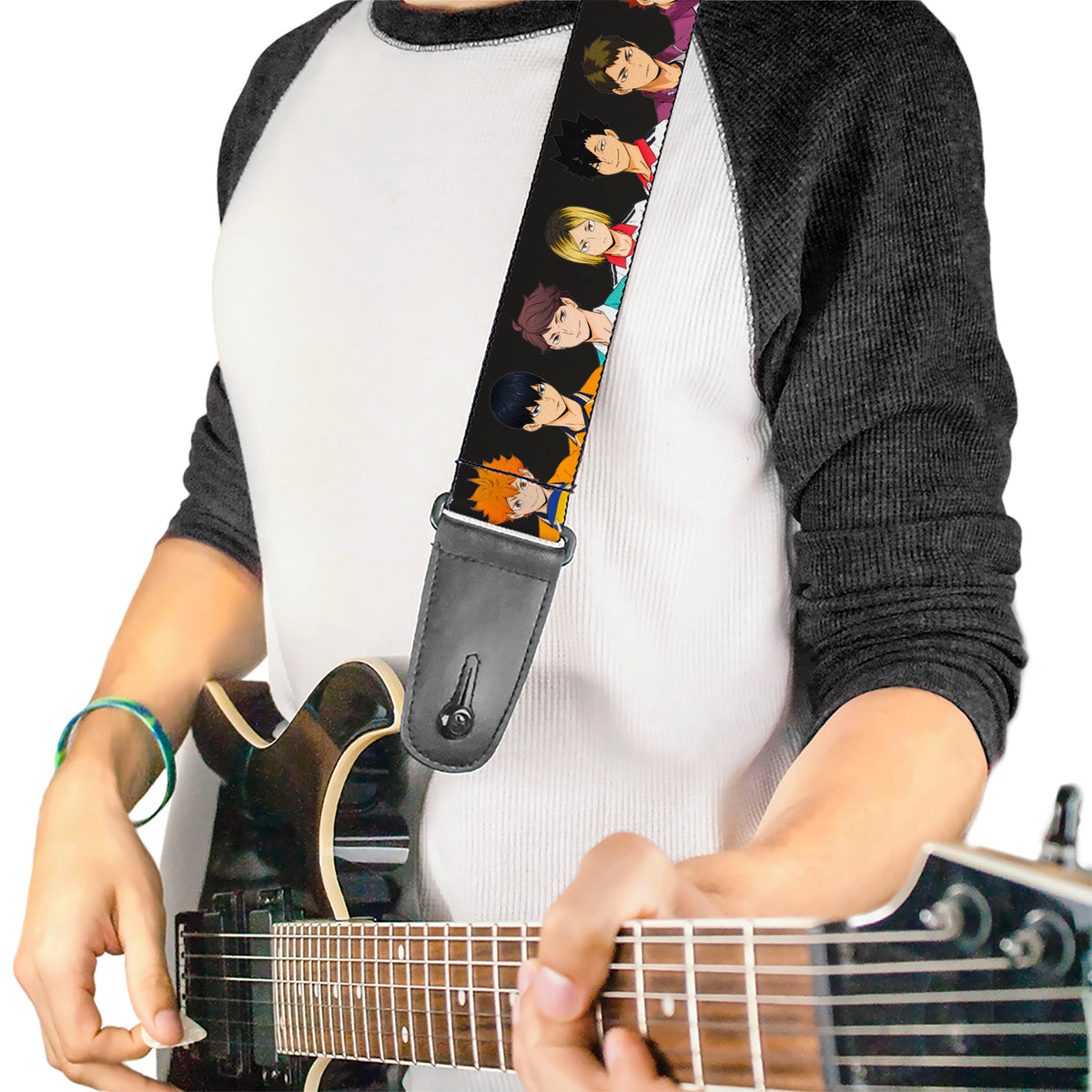 Guitar Strap - HAIKYU Volleyball Team Player Groups Line Up Black Guitar Straps Haikyu!!