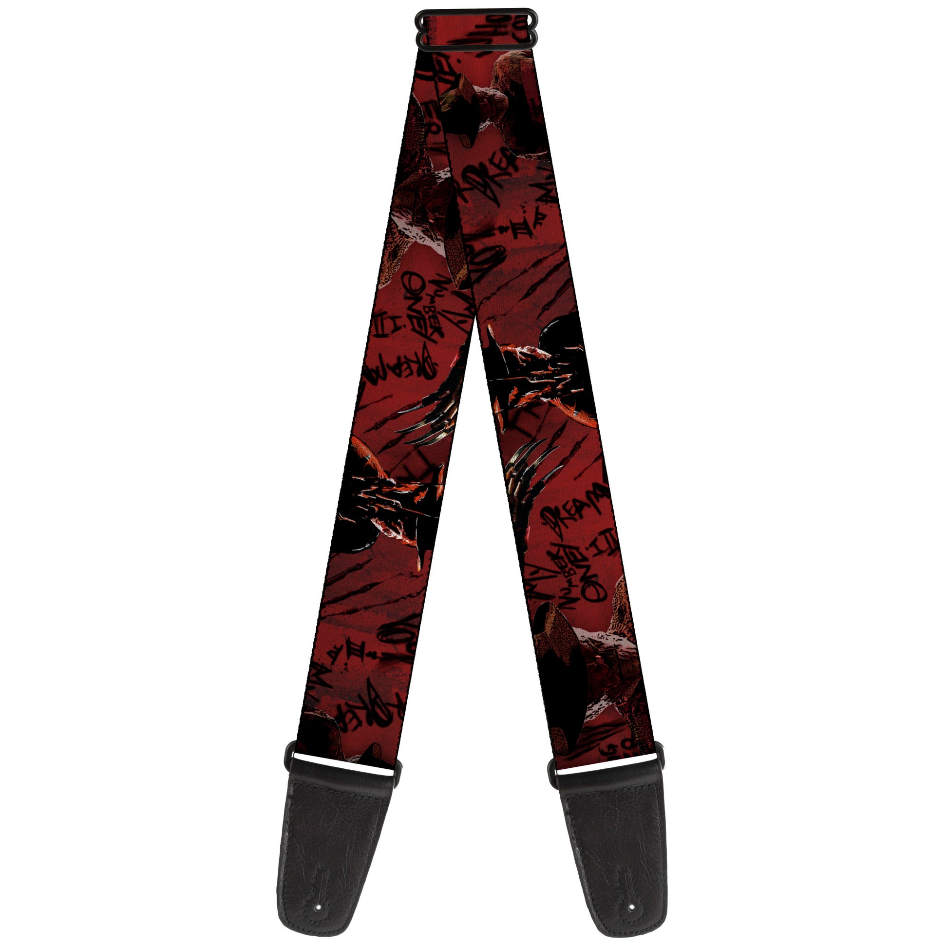 Guitar Strap - Freddy 4-Poses/Quote Scrawls/Hand Scratching Reds/Black Guitar Straps A Nightmare on Elm Street