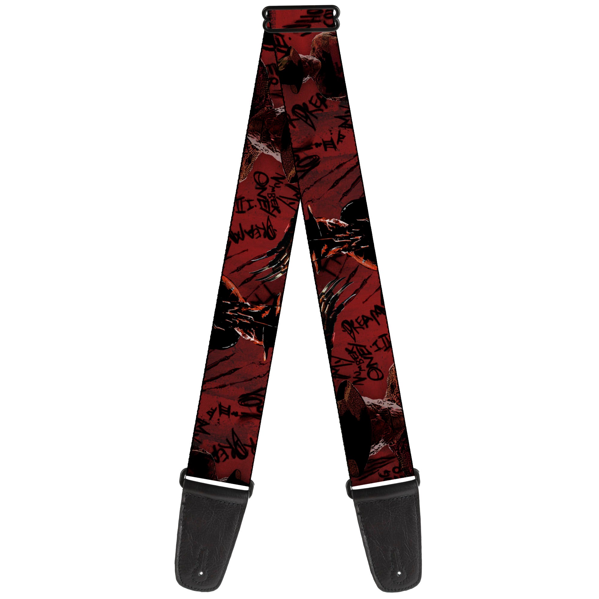 Guitar Strap - Freddy 4-Poses/Quote Scrawls/Hand Scratching Reds/Black Guitar Straps A Nightmare on Elm Street