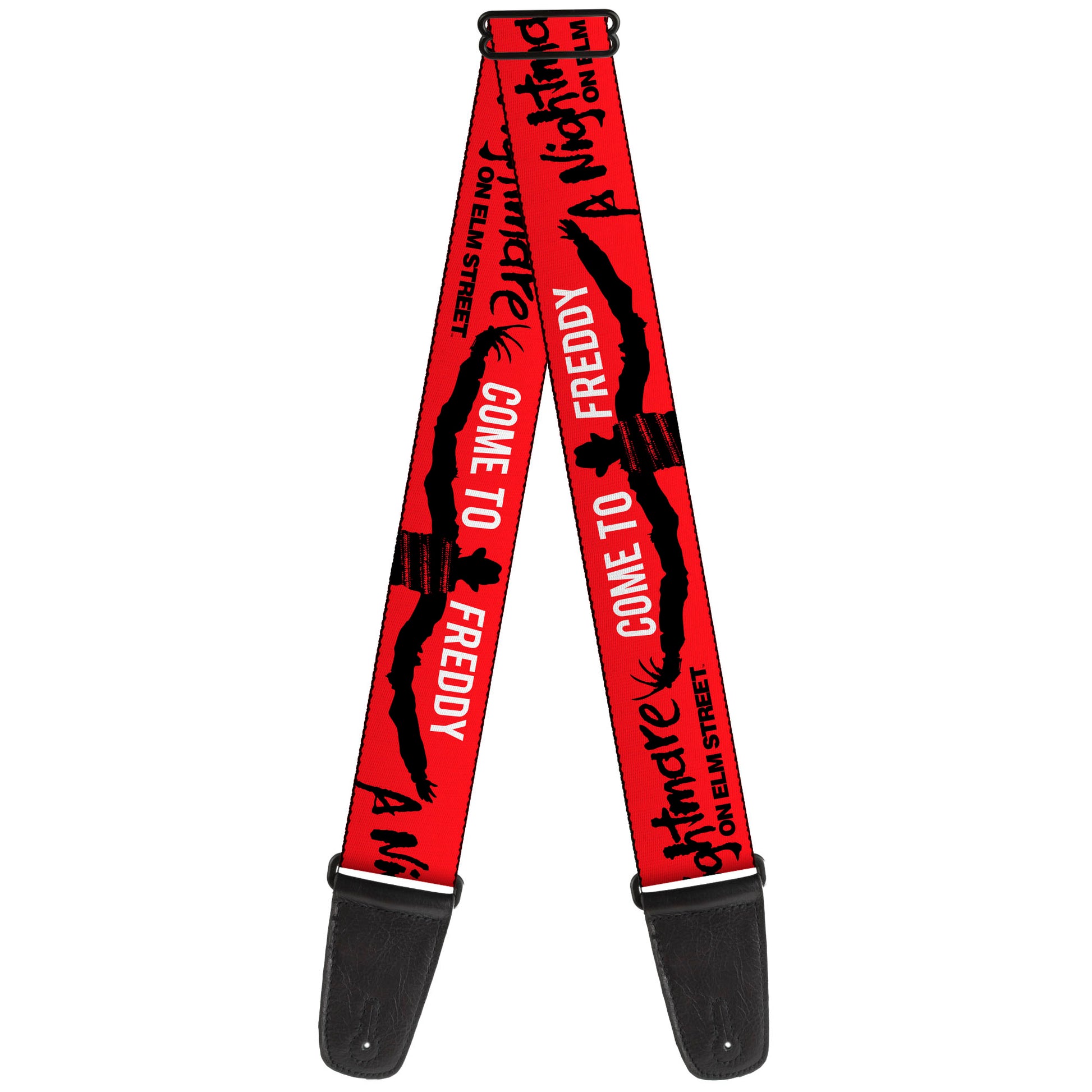Guitar Strap - A NIGHTMARE ON ELM ST COME TO FREDDY Long Arms Silhouette Red/Black Guitar Straps A Nightmare on Elm Street