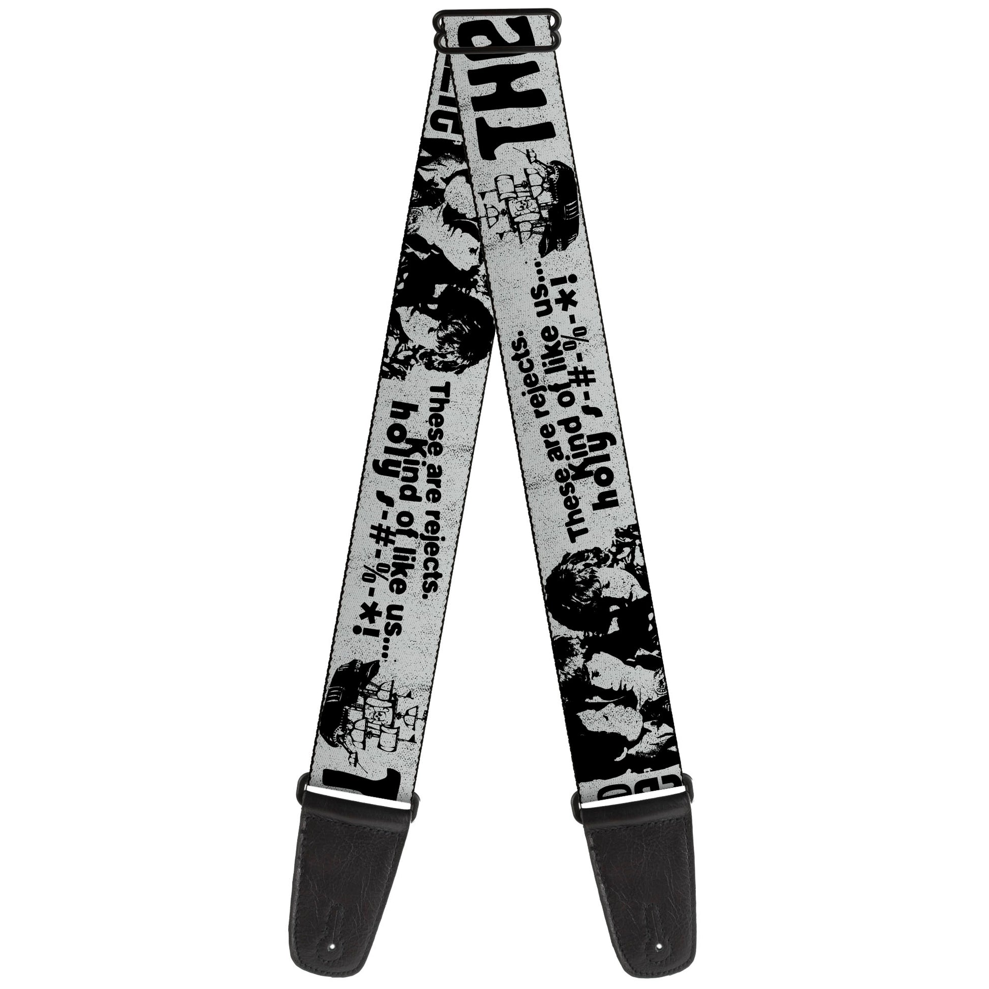 Guitar Strap - THE GOONIES Quotes and Icons Collage Gray/Black Guitar Straps The Goonies