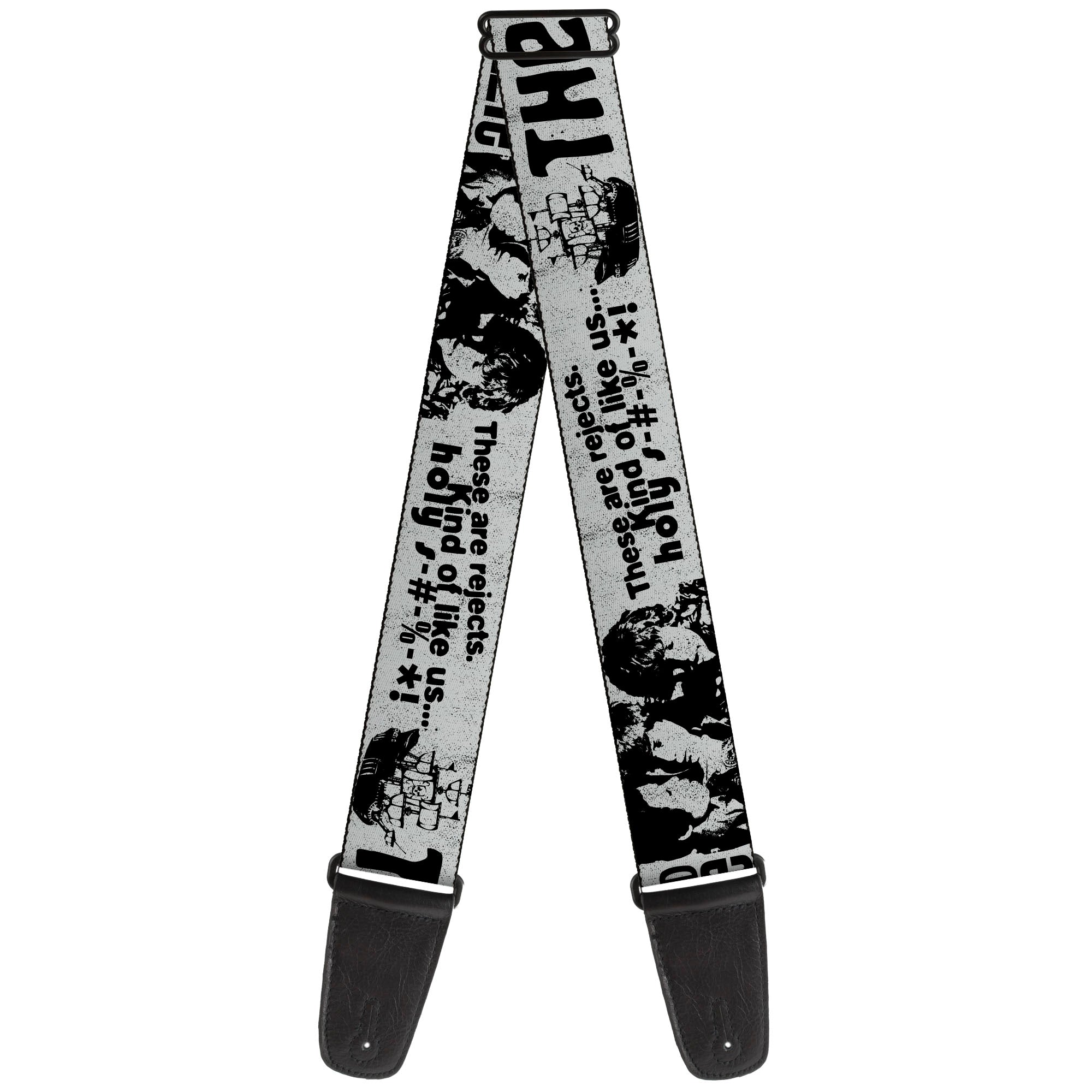 Guitar Strap - THE GOONIES Quotes and Icons Collage Gray/Black Guitar Straps The Goonies