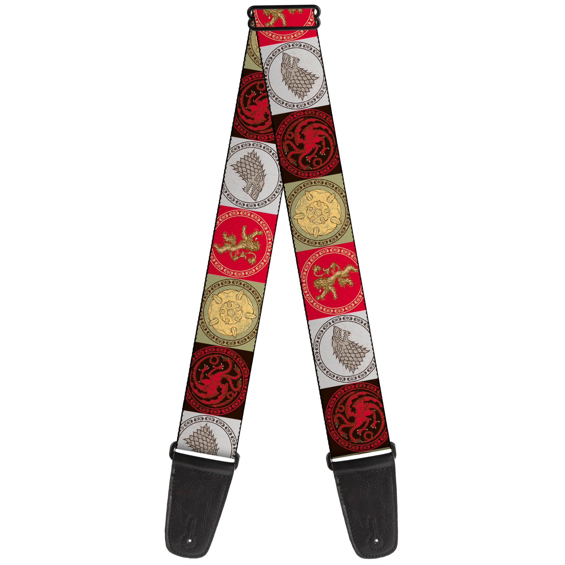 Guitar Strap - Game of Thrones 4-House Sigil Symbol Blocks Multi Color Guitar Straps Game of Thrones