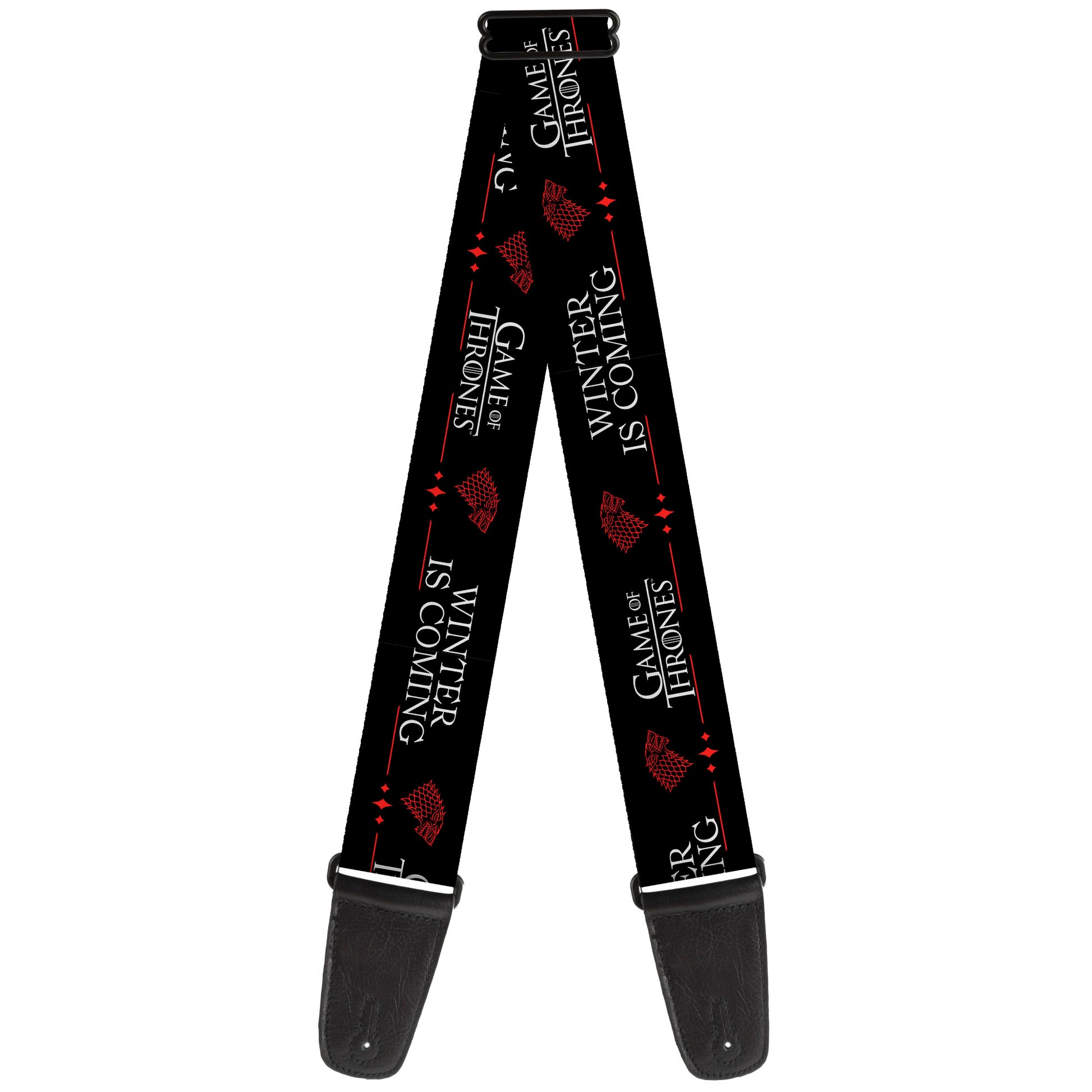 Guitar Strap - GAME OF THRONES WINTER IS COMING Stark Sigil Black/White/Red Guitar Straps Game of Thrones