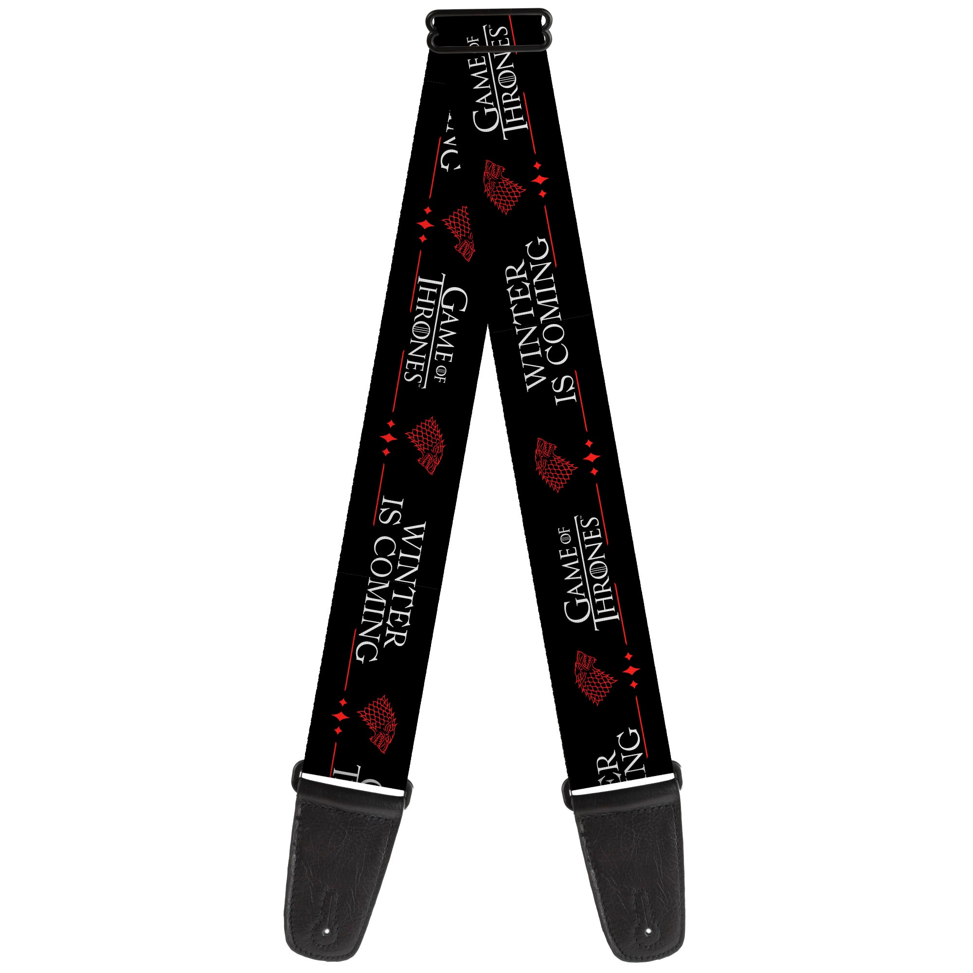 Guitar Strap - GAME OF THRONES WINTER IS COMING Stark Sigil Black/White/Red Guitar Straps Game of Thrones