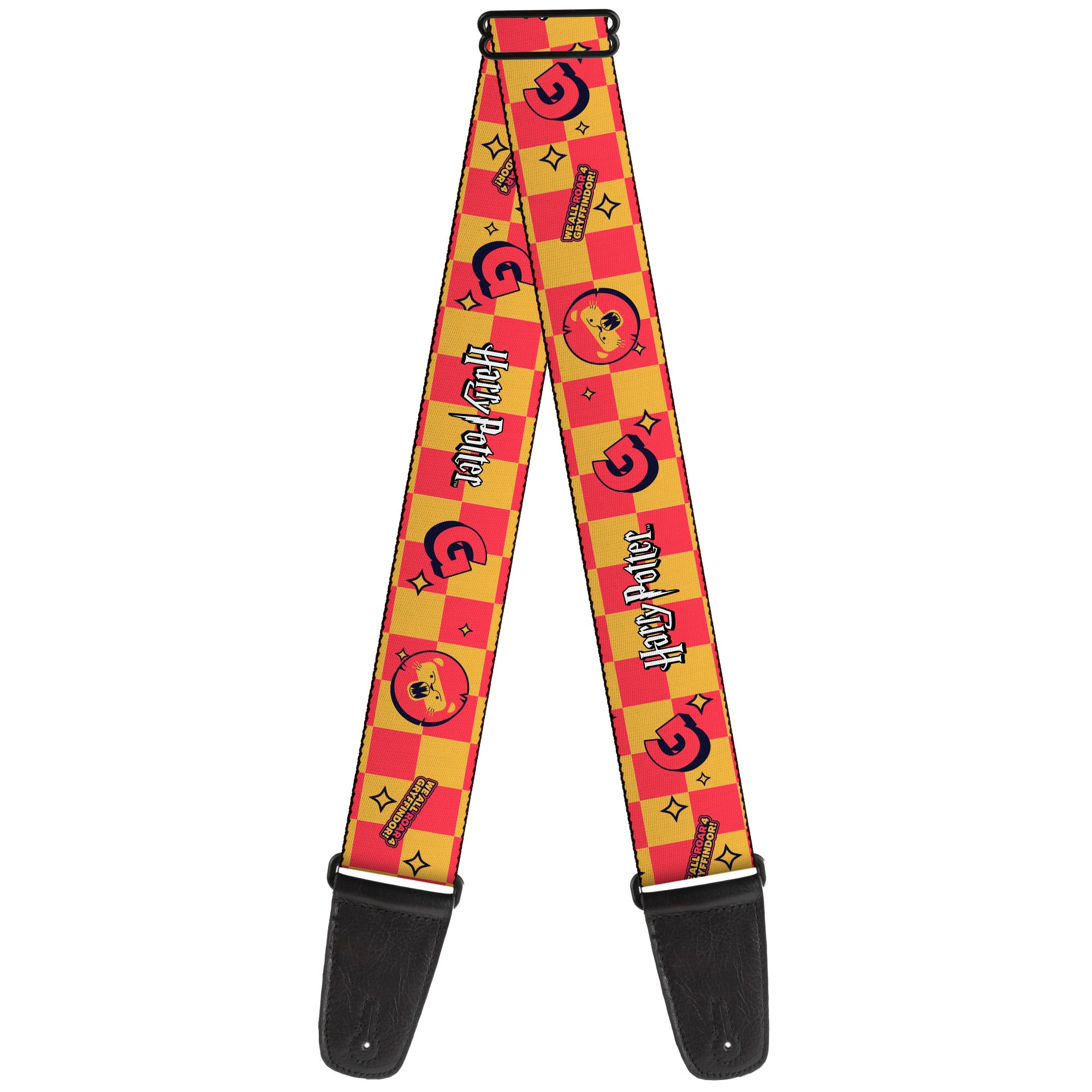 Guitar Strap - Harry Potter Gryffindor Icons Checker Yellow/Red Guitar Straps Harry Potter