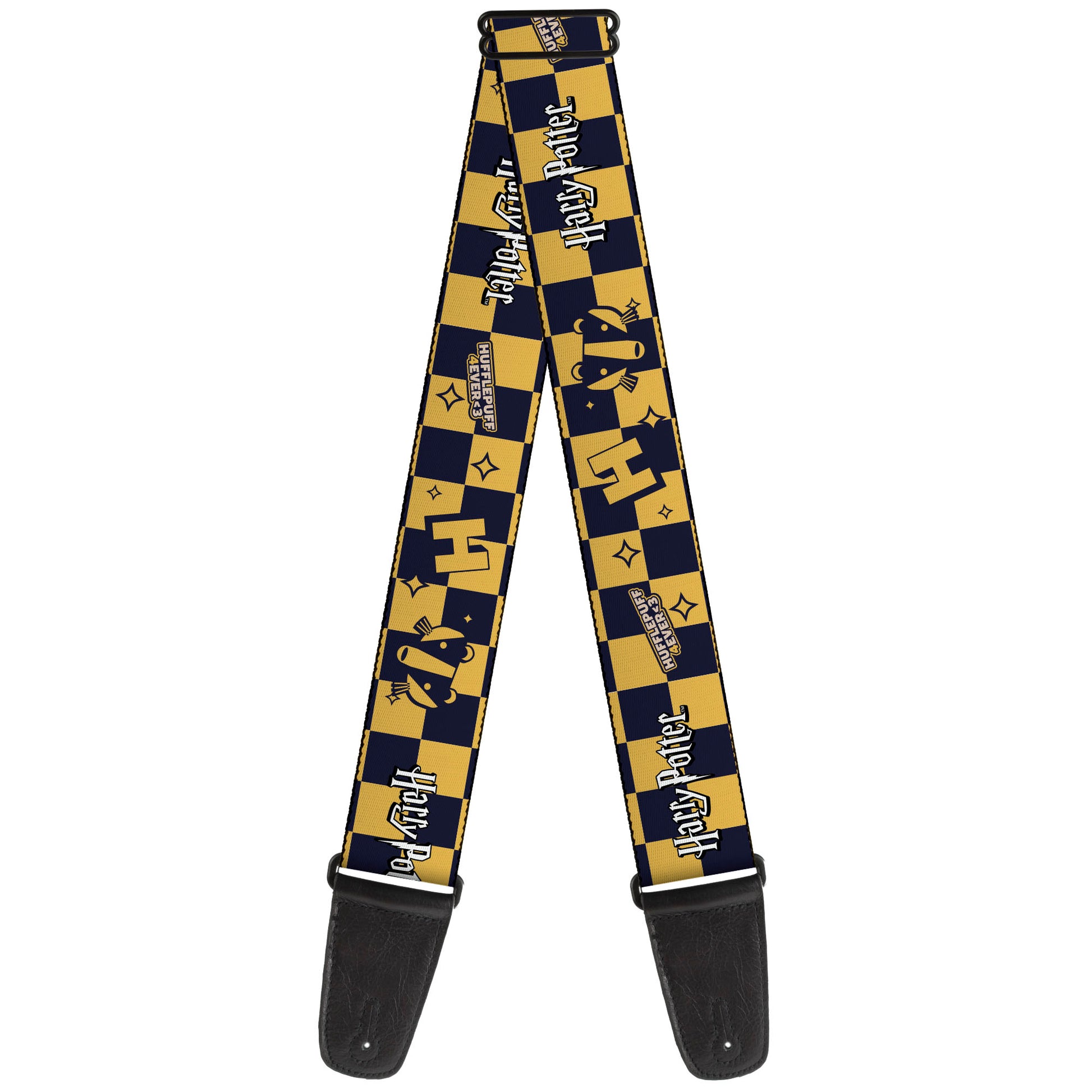 Guitar Strap - Harry Potter Hufflepuff Icons Checker Yellow/Navy Guitar Straps Harry Potter