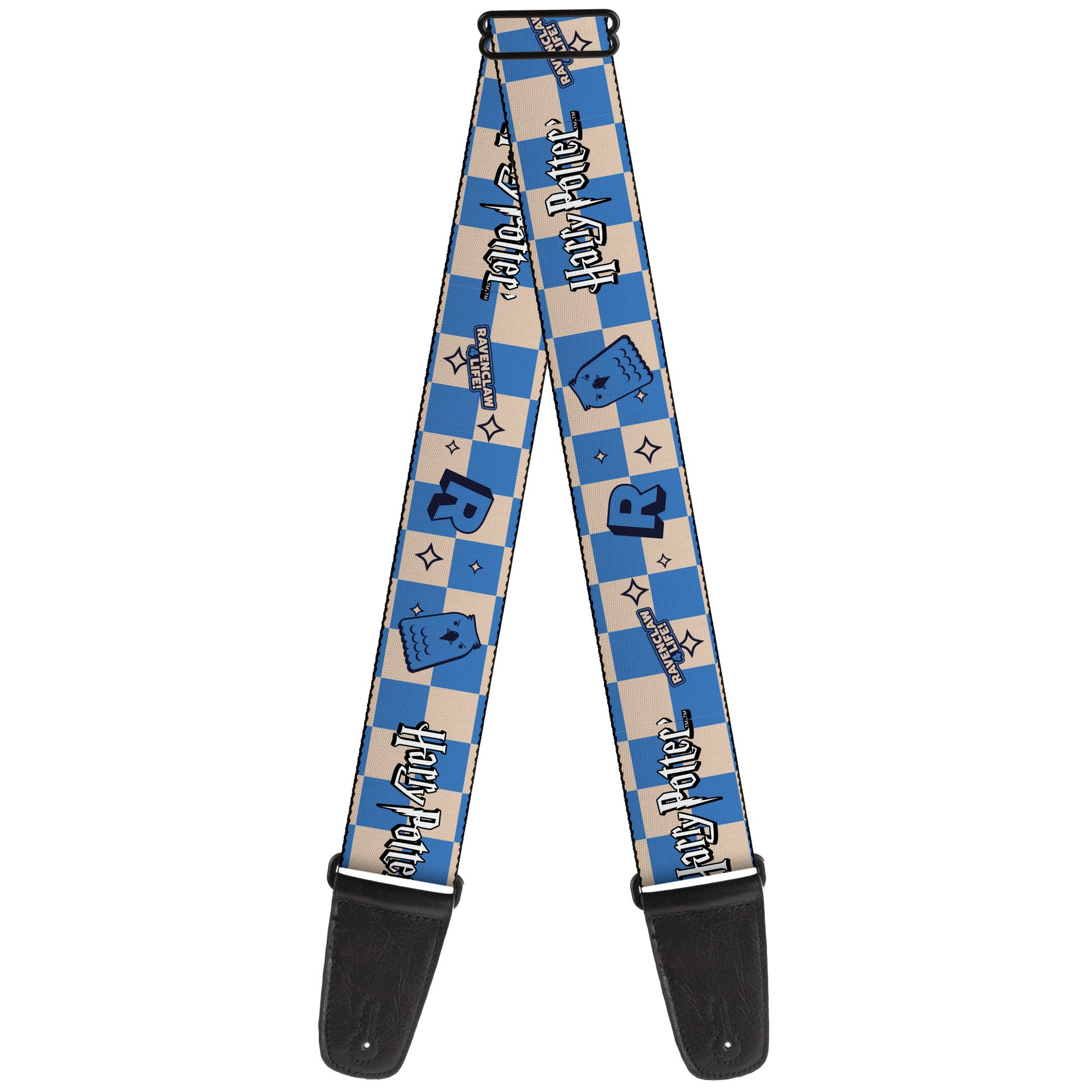 Guitar Strap - Harry Potter Ravenclaw Icons Checker White/Blue Guitar Straps Harry Potter