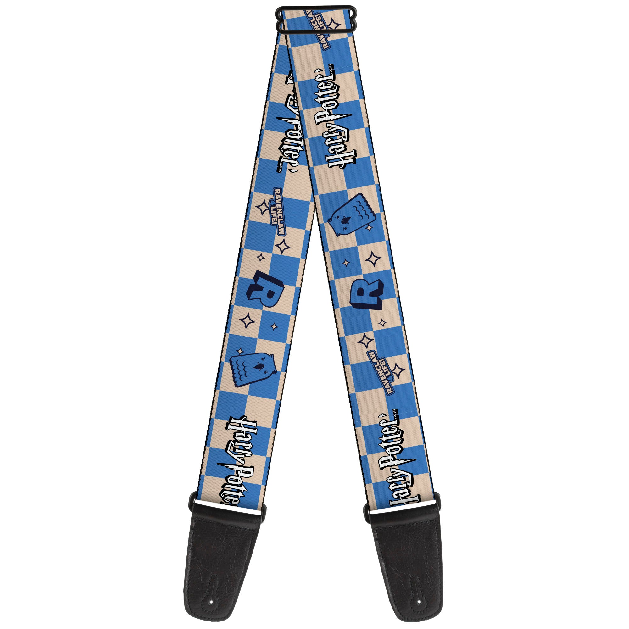 Guitar Strap - Harry Potter Ravenclaw Icons Checker White/Blue Guitar Straps Harry Potter