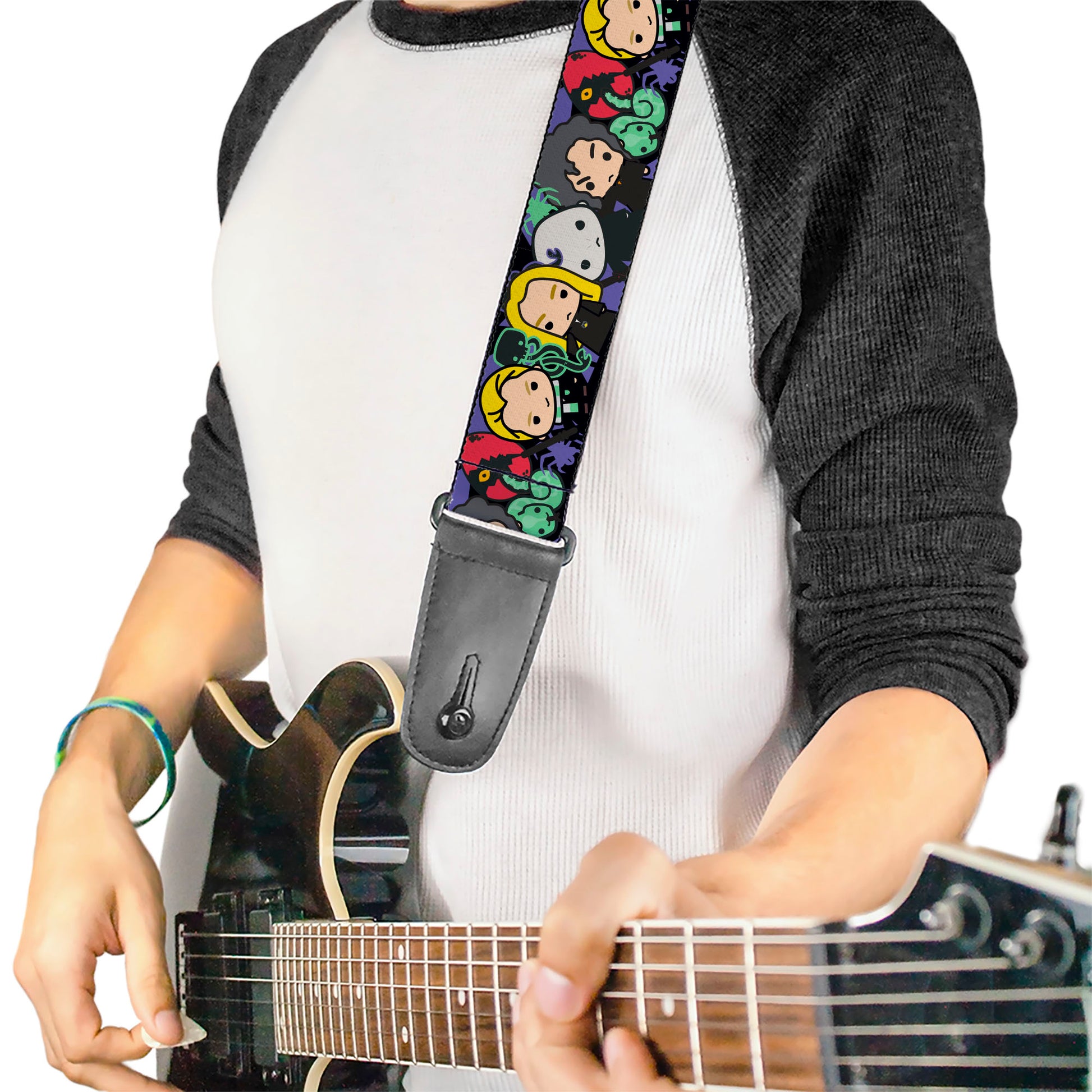 Guitar Strap - Harry Potter Chibi Slytherin House Characters and Icons Guitar Straps Harry Potter