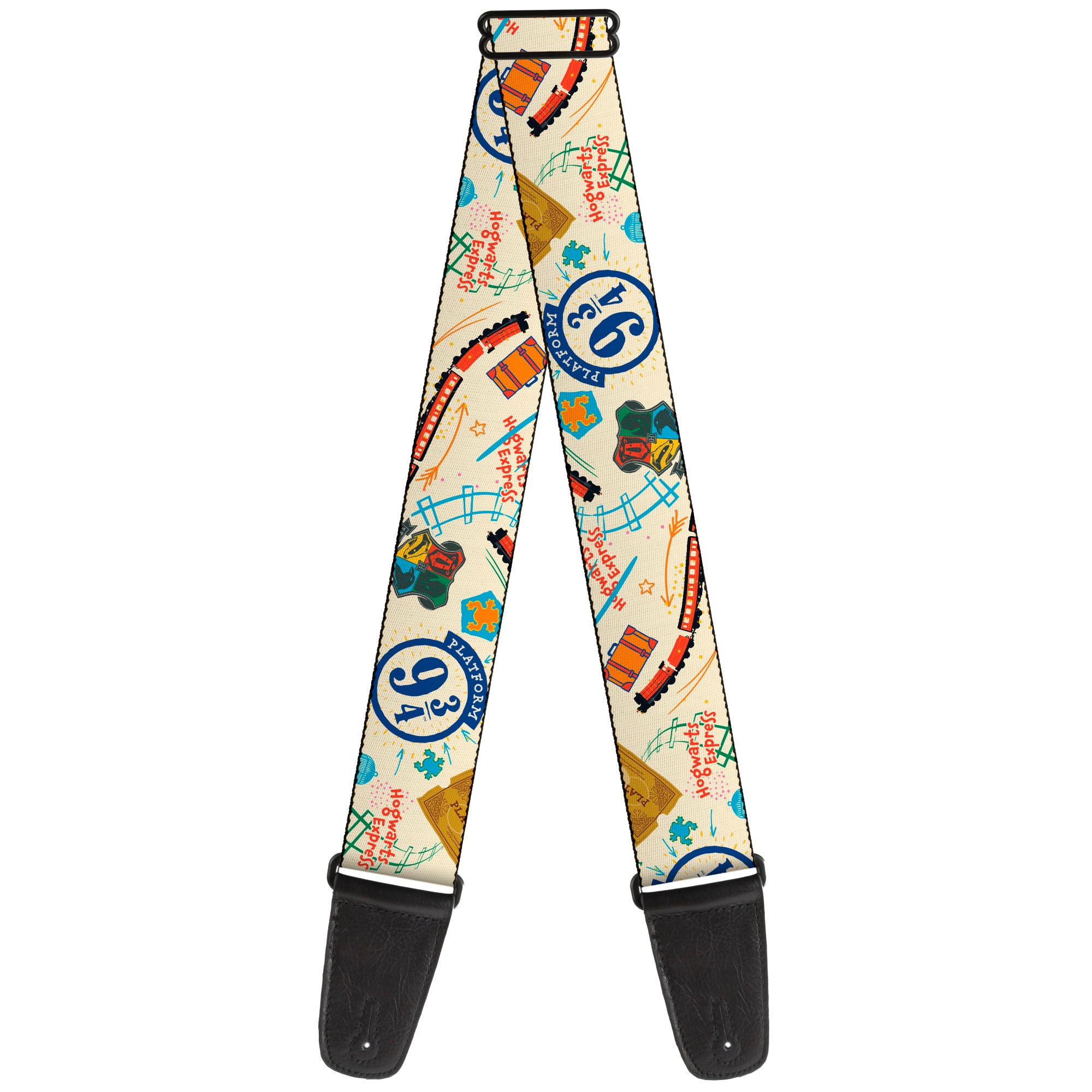 Guitar Strap - Harry Potter HOGWARTS EXPRESS Icons Collage Beige/Multi Color Guitar Straps Harry Potter