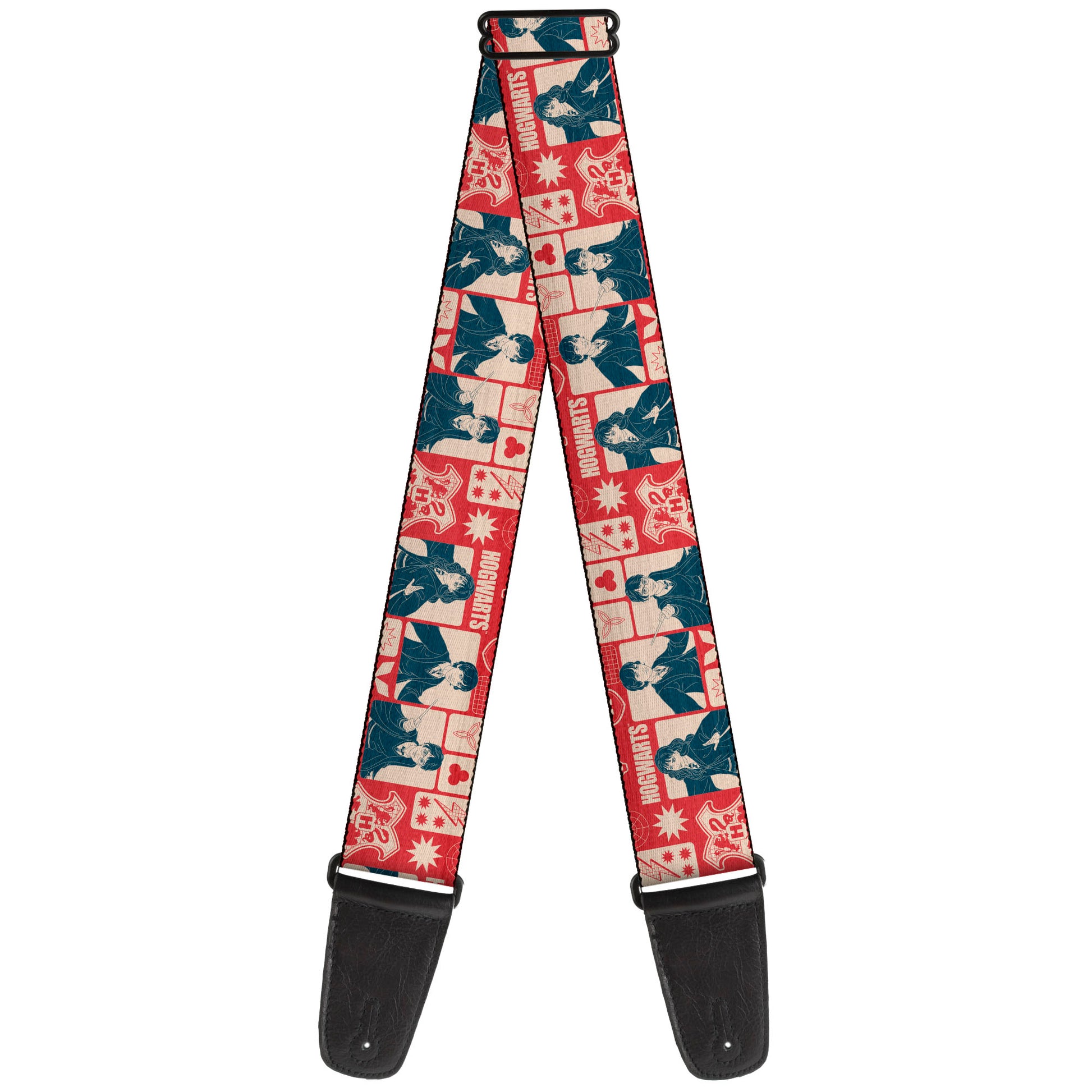 Guitar Strap - Harry Potter HOGWARTS The Golden Trio Magic Collage Reds Guitar Straps Harry Potter
